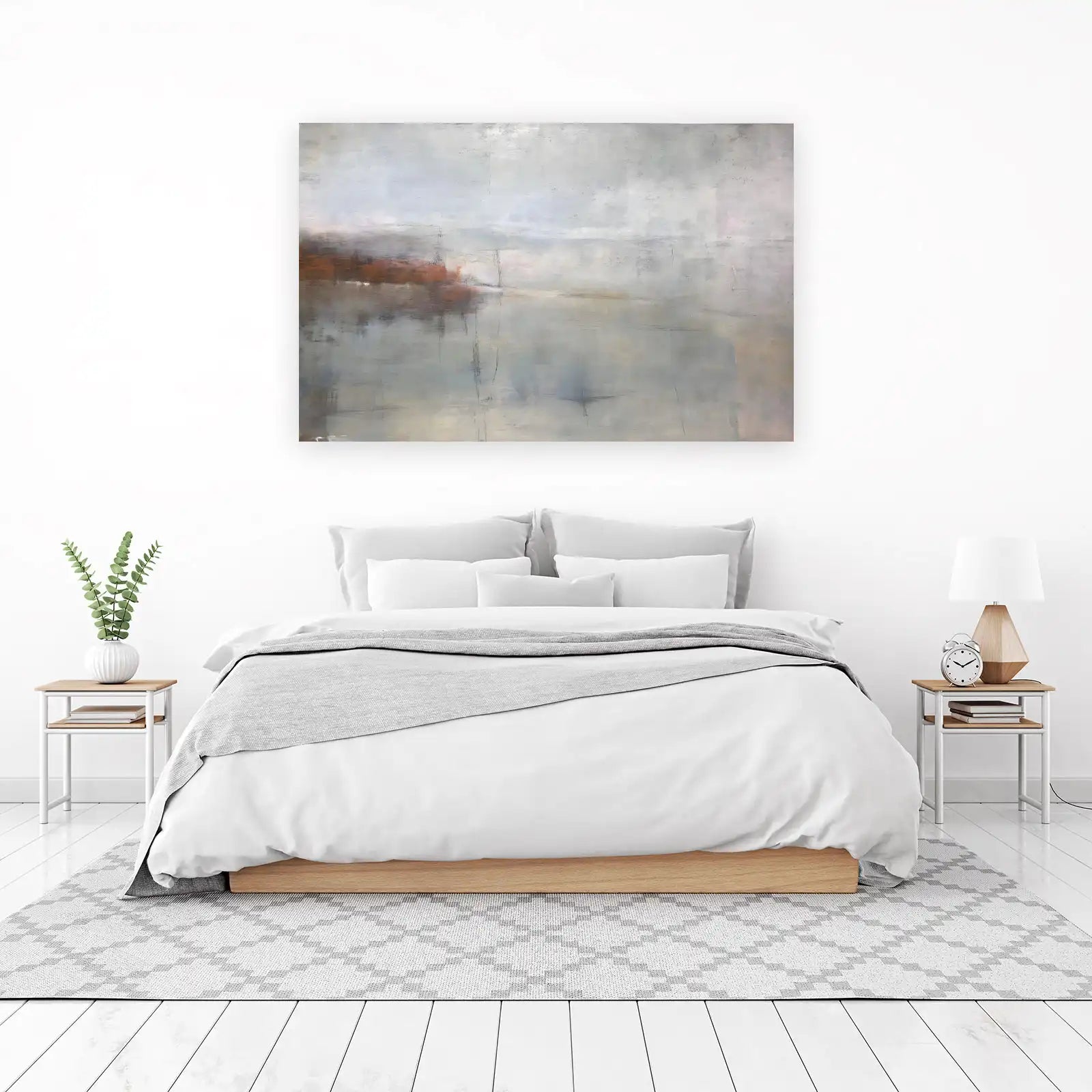 Misty Coastal Serenity Abstract Wall Art