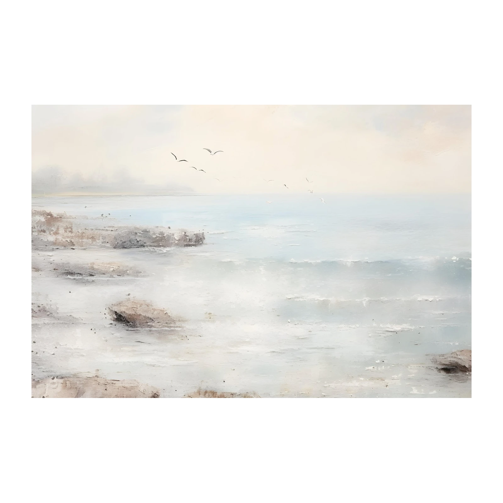 Serene Seagulls Over Ocean Waves Wall Art