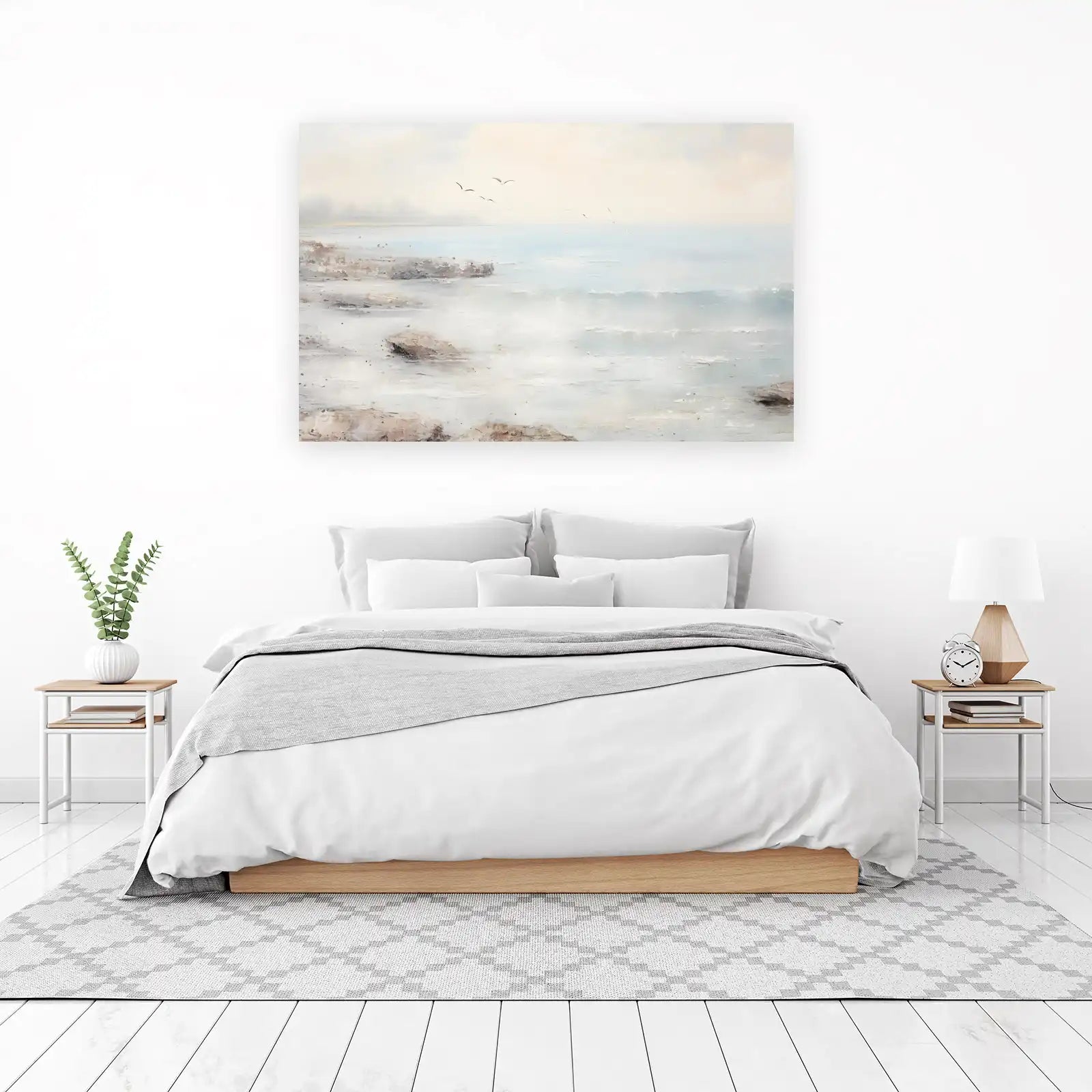 Serene Seagulls Over Ocean Waves Wall Art