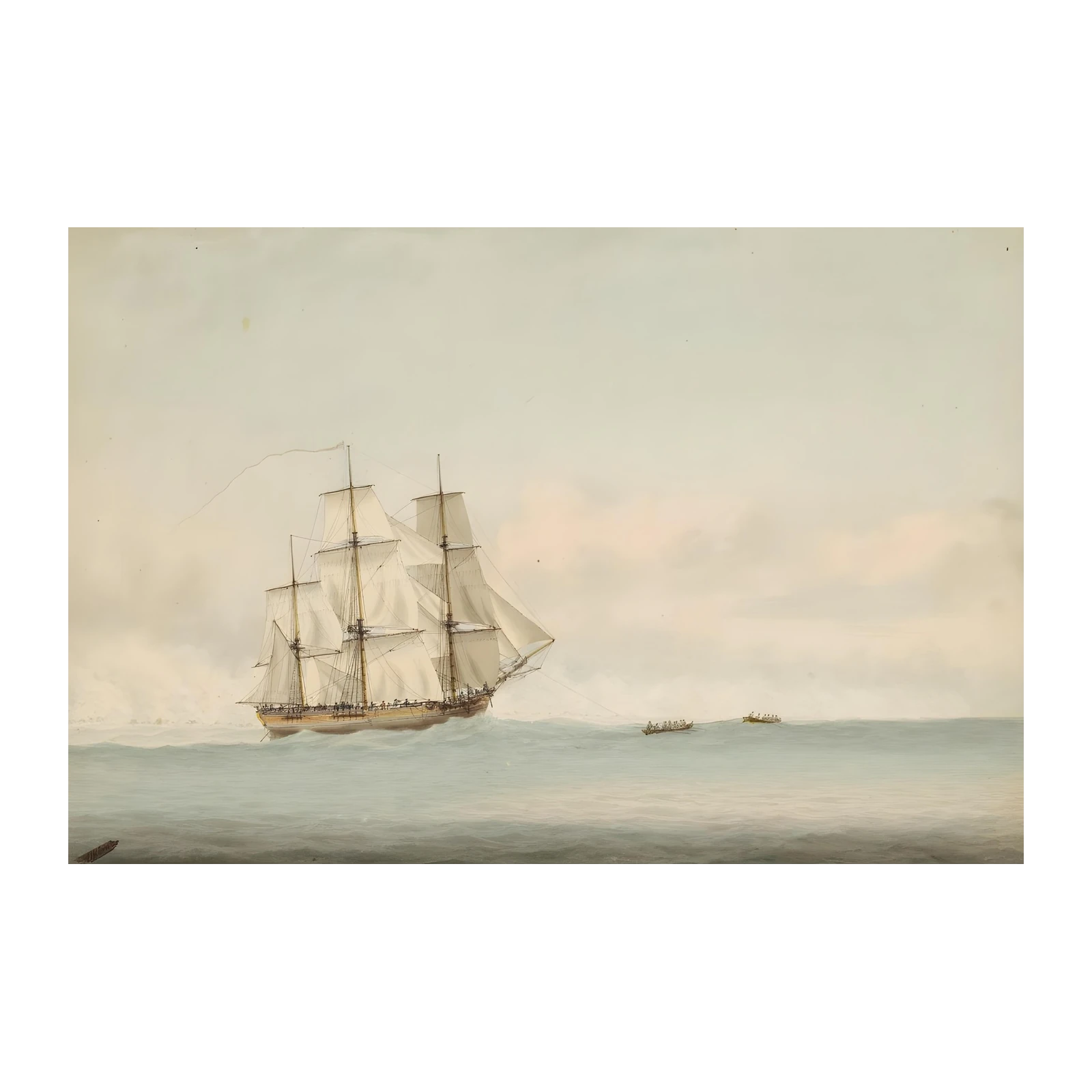 Vintage Tall Ship at Sea Wall Art