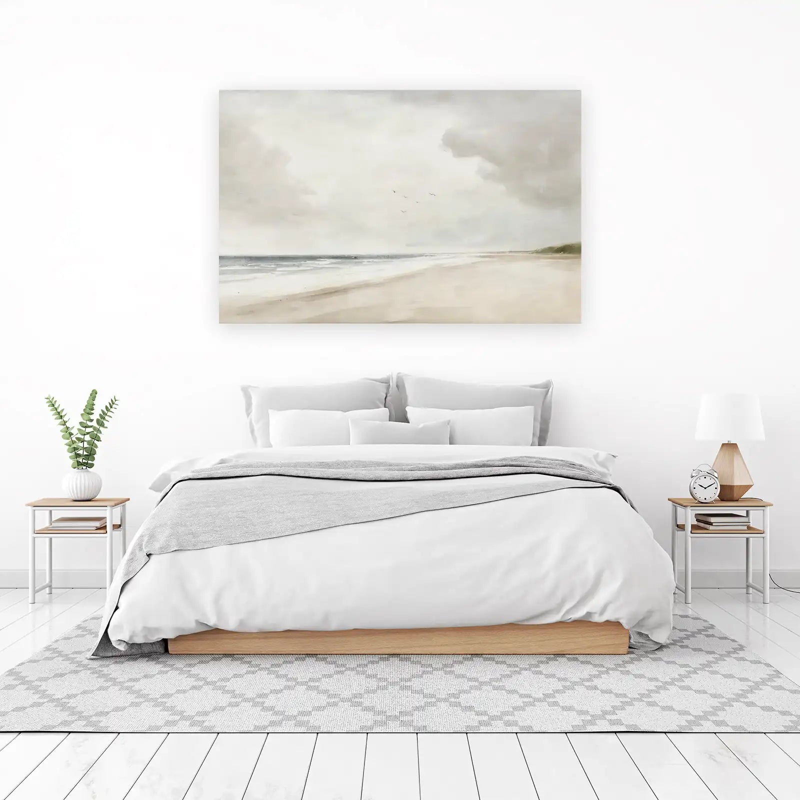 Serene Beach Horizon Birds Wall Art