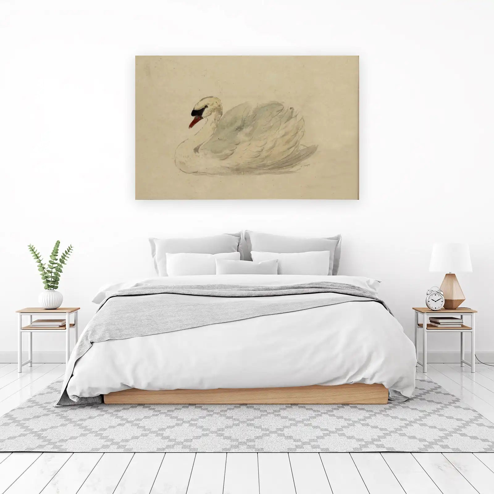 Elegant Swan Serenity Watercolor Wall Art
