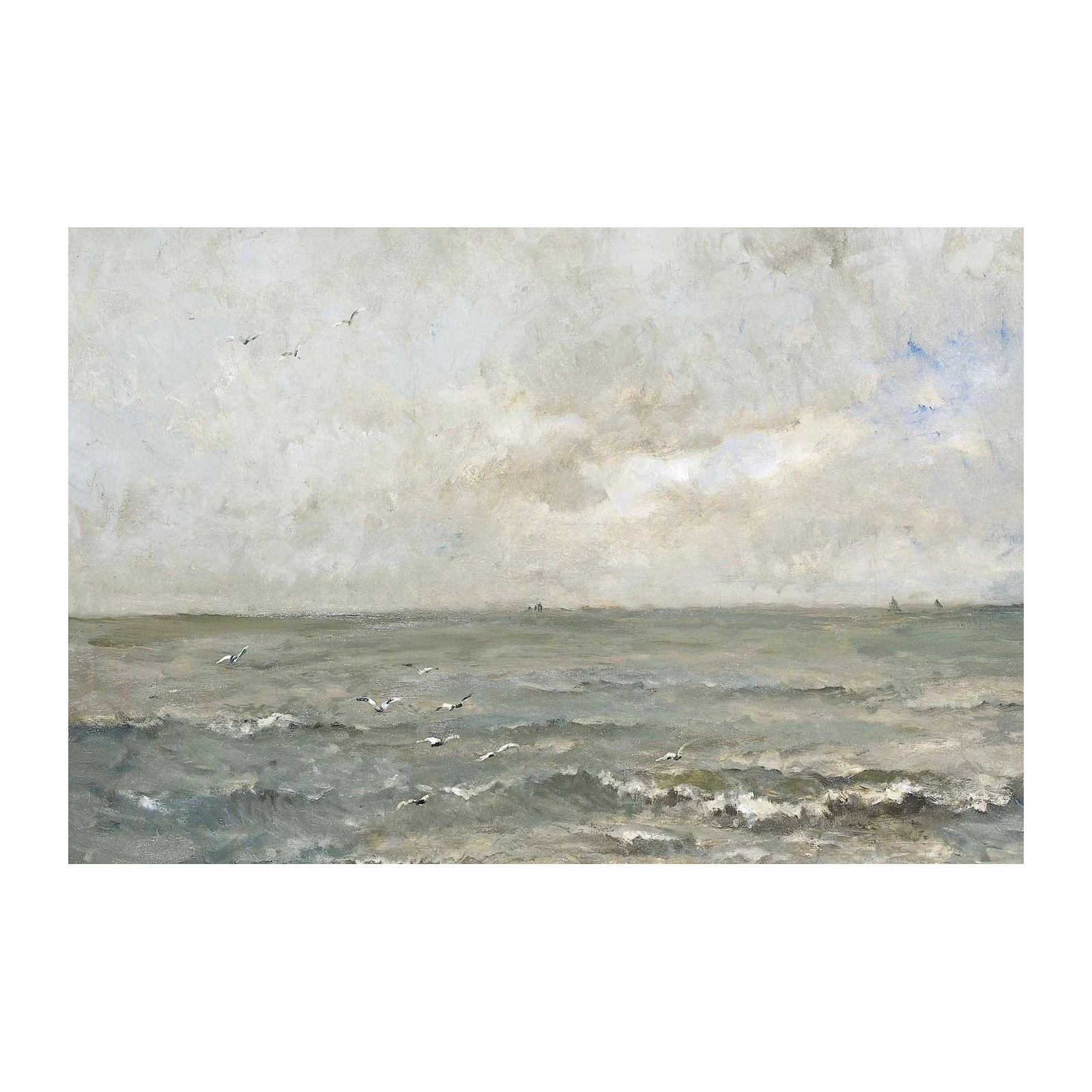 Seagulls Over Moody Ocean Wall Art