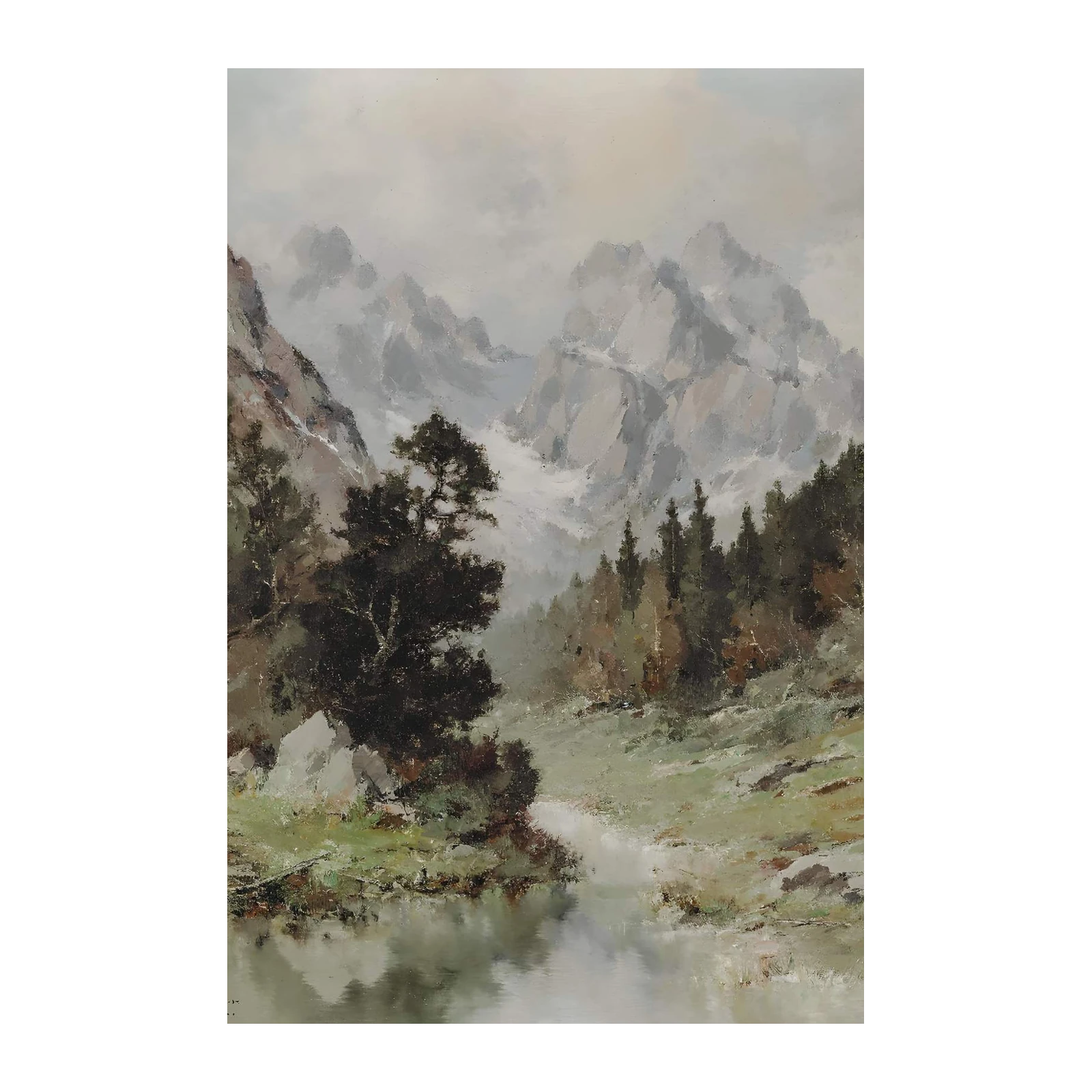 Misty Mountain Serenity Landscape Wall Art