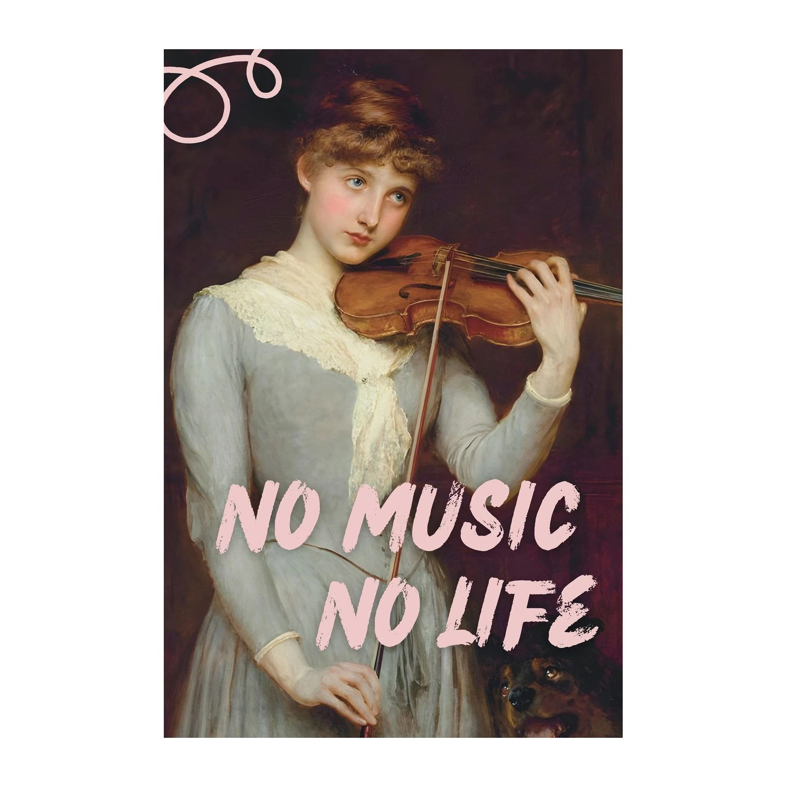 Victorian Violinist "No Music No Life" Wall Art