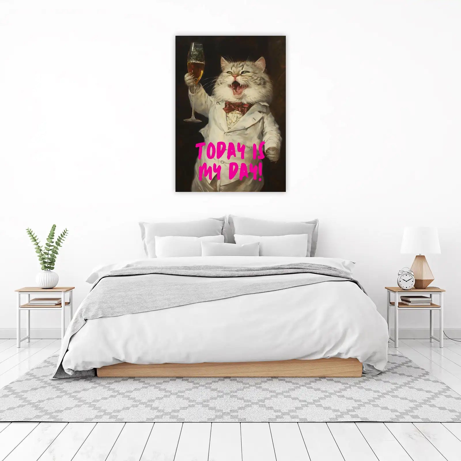 Celebration Cat Toasting Champagne Wall Art