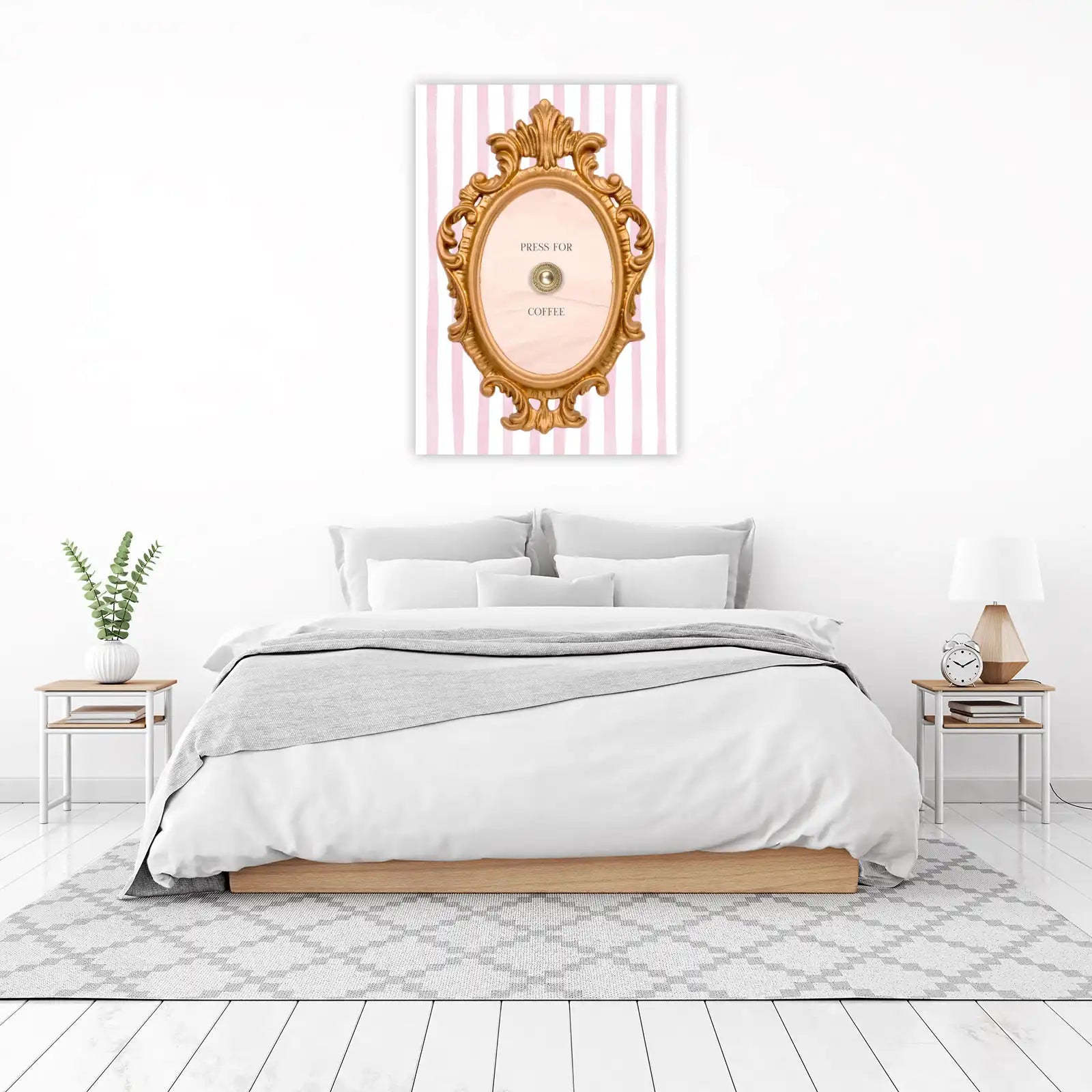 Elegant Gold "Press for Coffee" Wall Art