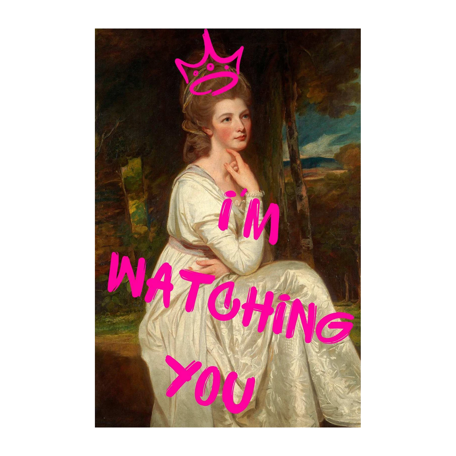 Regal Watcher Pink Crown Wall Art