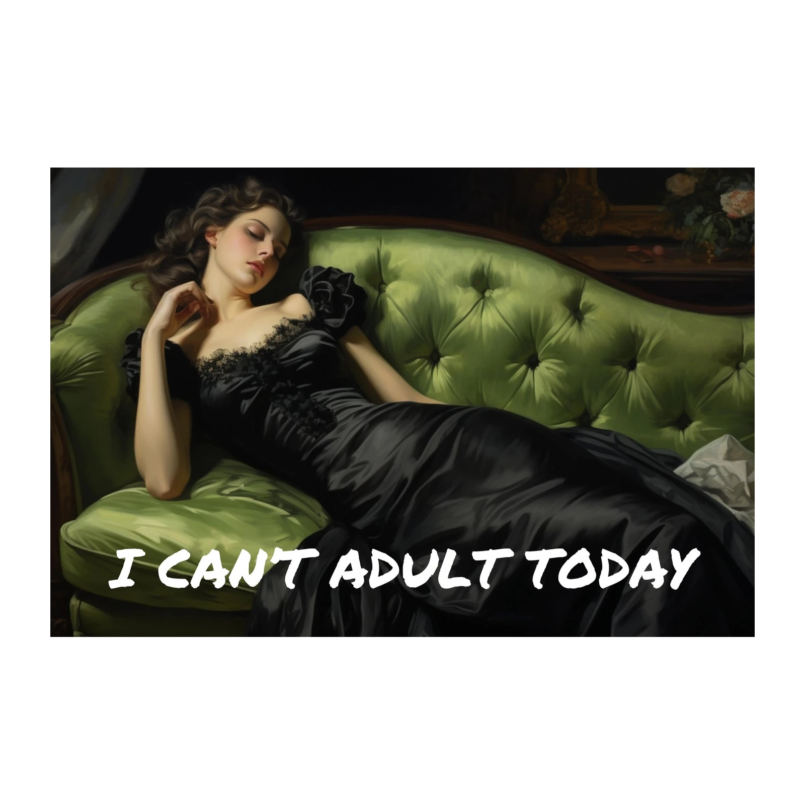 Elegant Vintage Woman "I Can't Adult Today" Wall Art