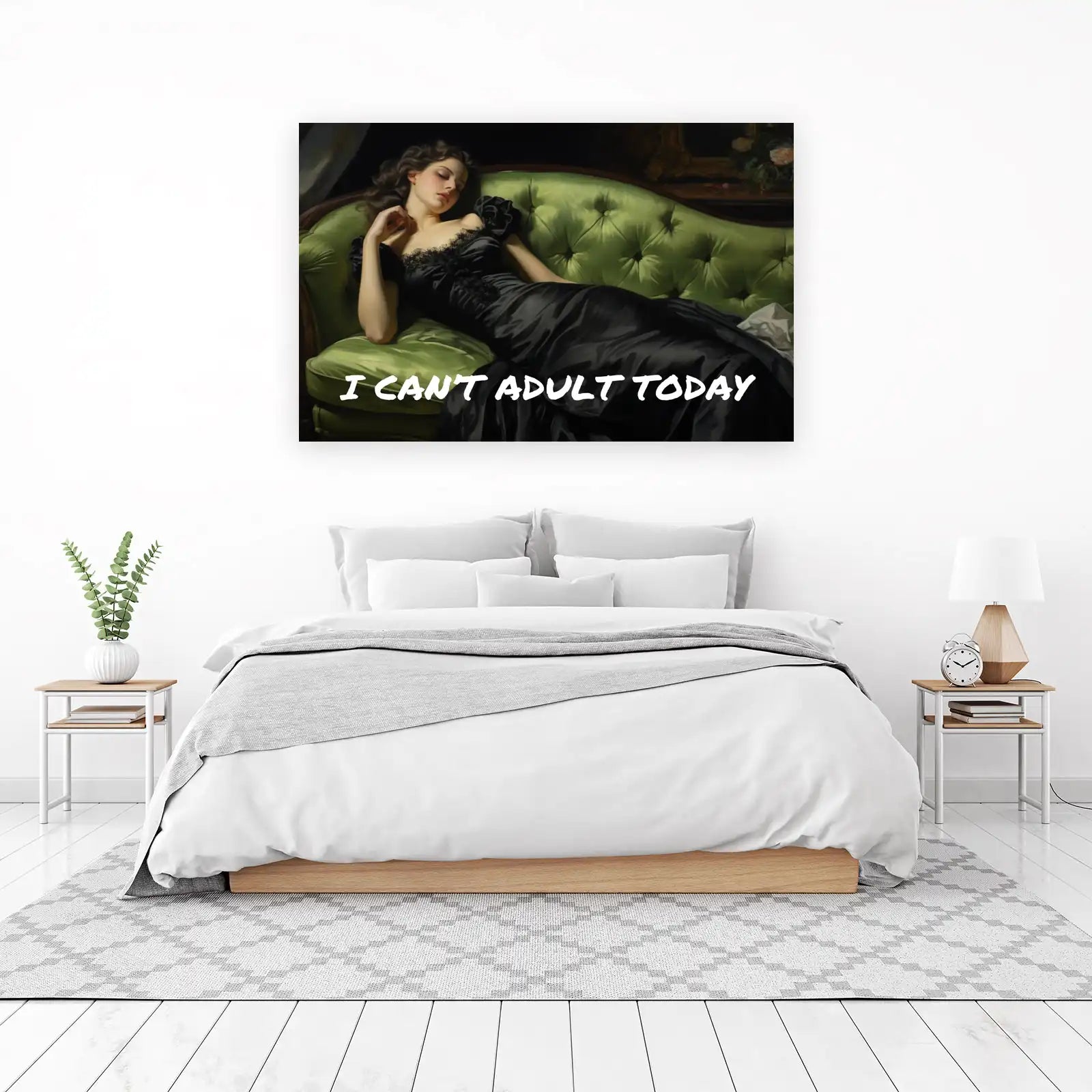 Elegant Vintage Woman "I Can't Adult Today" Wall Art
