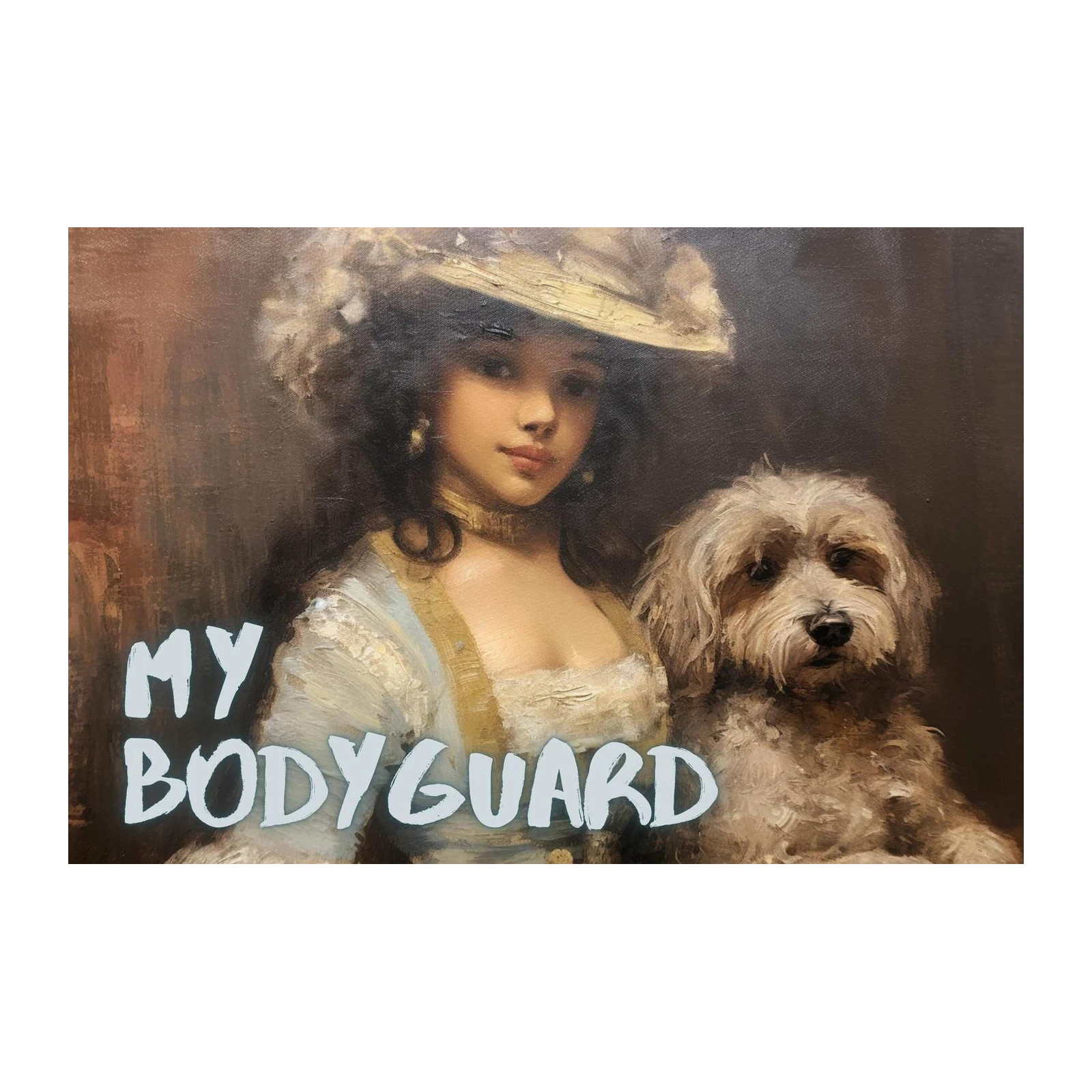 Vintage Portrait Dog & Lady Wall Art