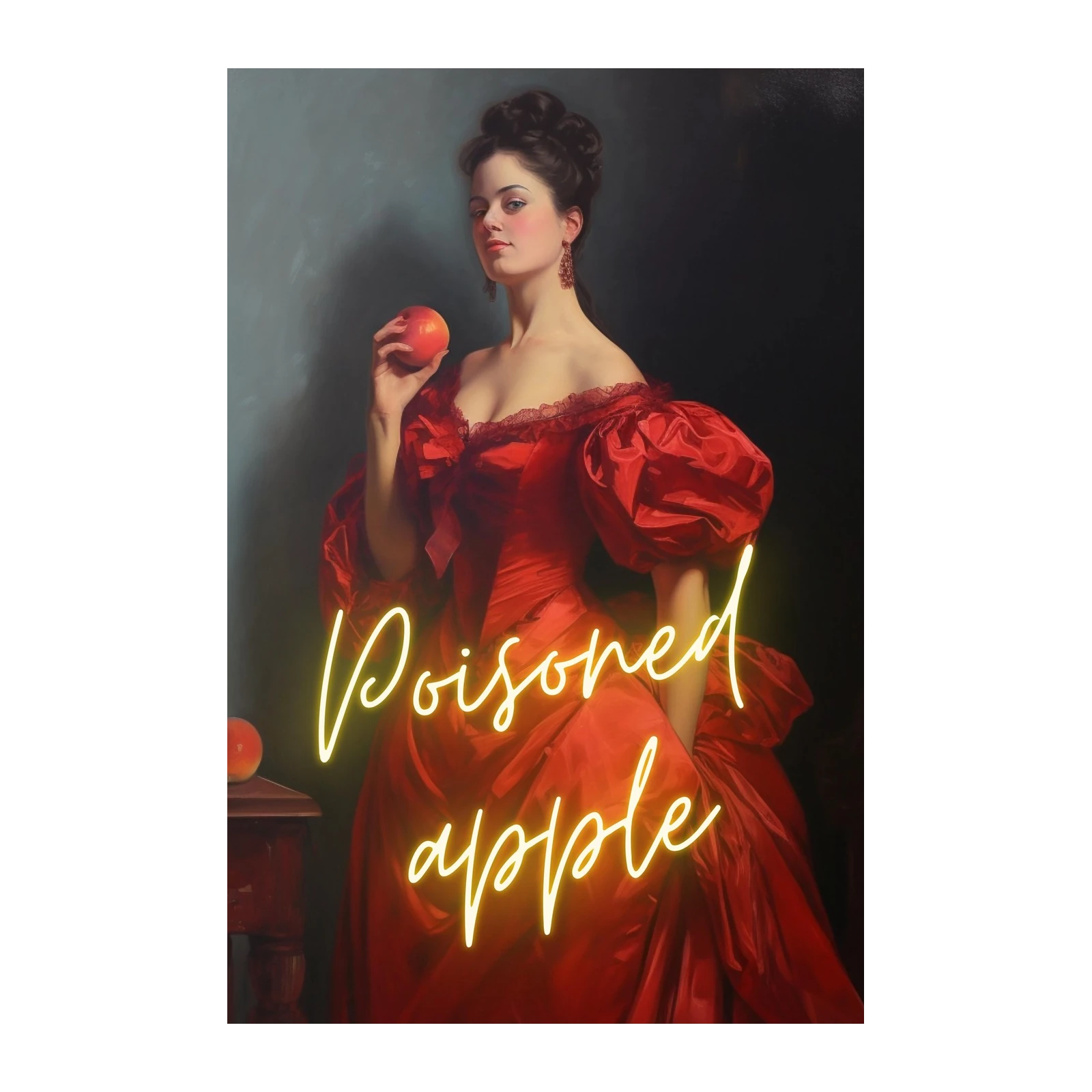 Mysterious Red Dress Apple Wall Art