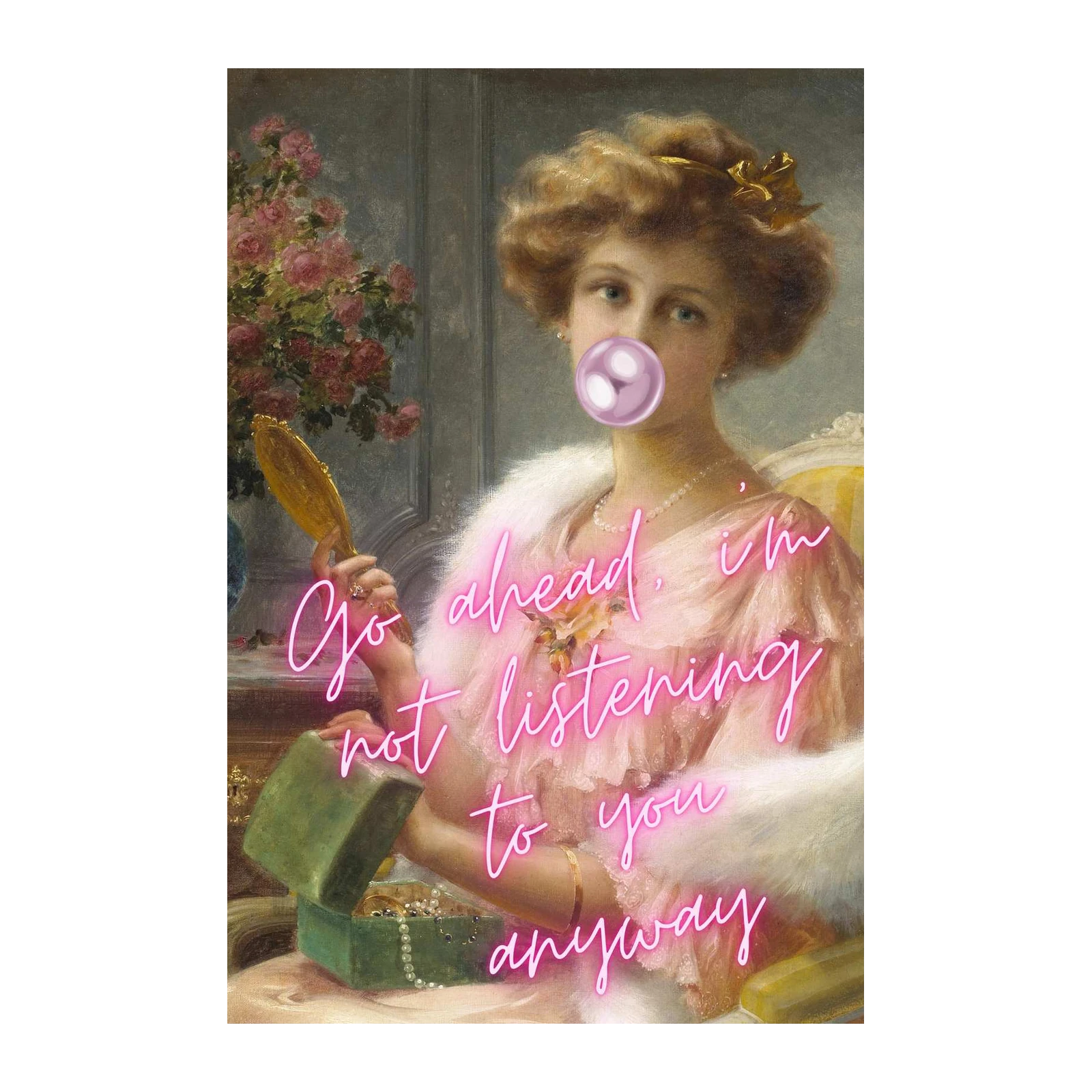 Retro Chic Bubblegum Lady Wall Art