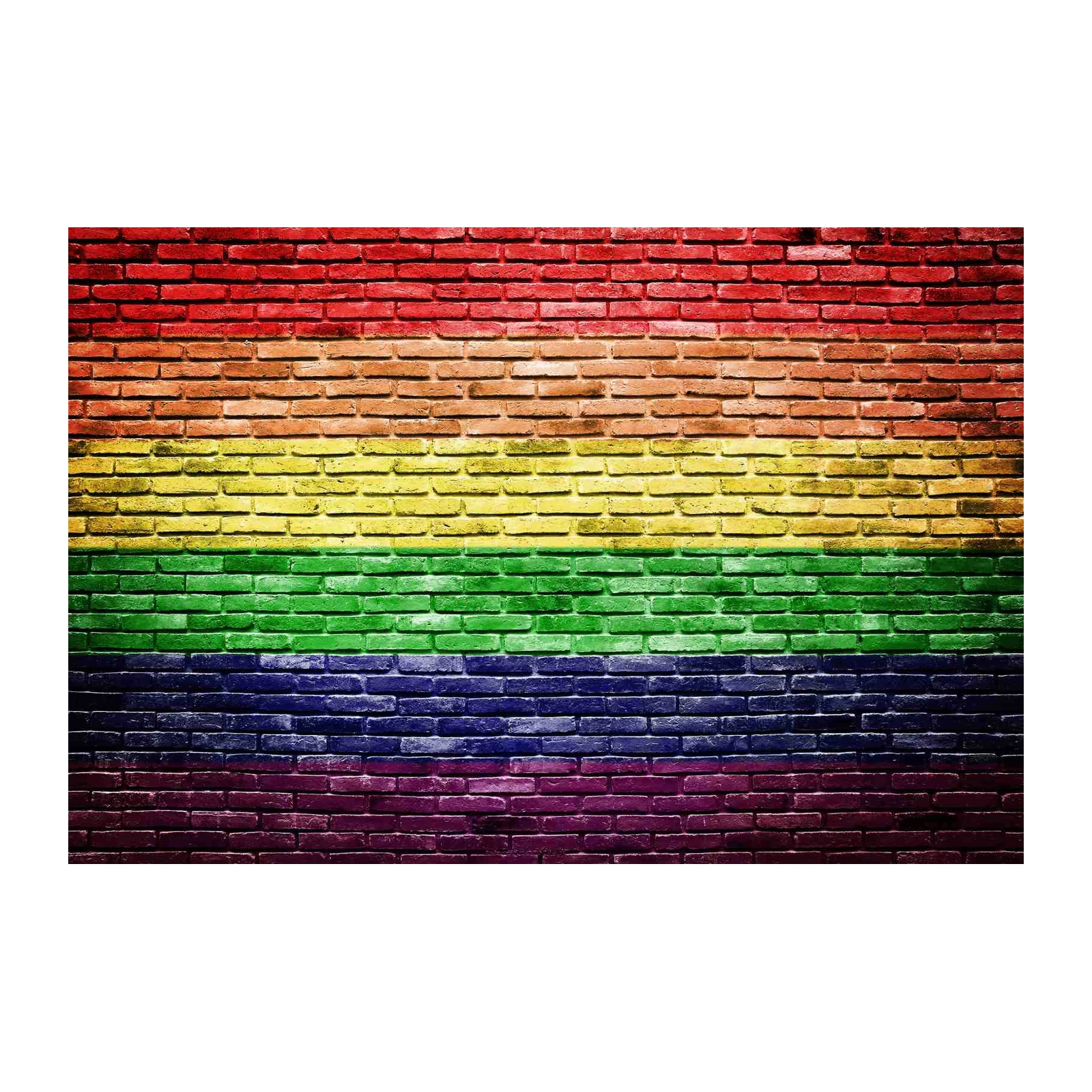 Vibrant Rainbow Brick Wall Wall Art