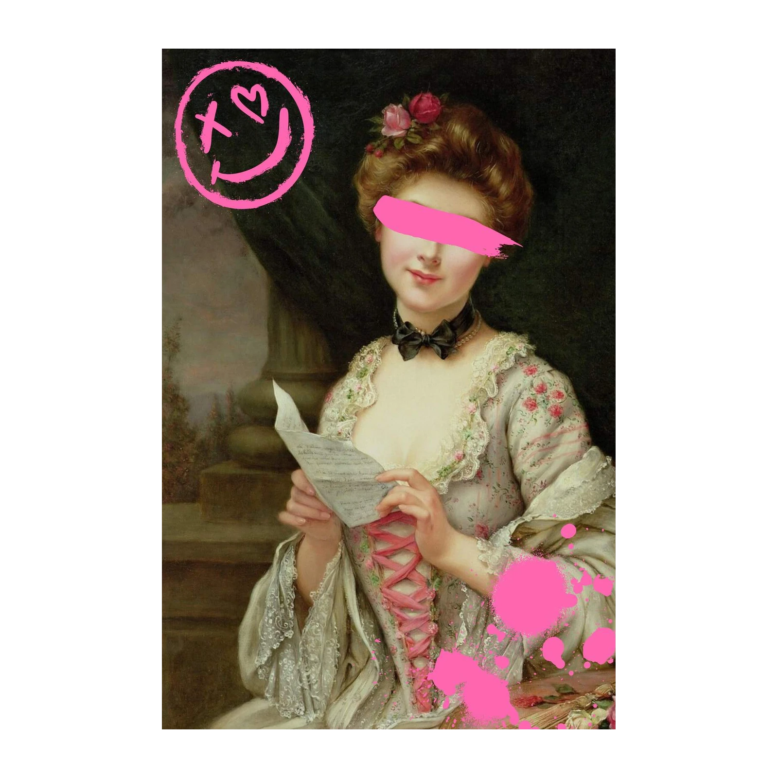 Victorian Lady with Graffiti Smile Wall Art