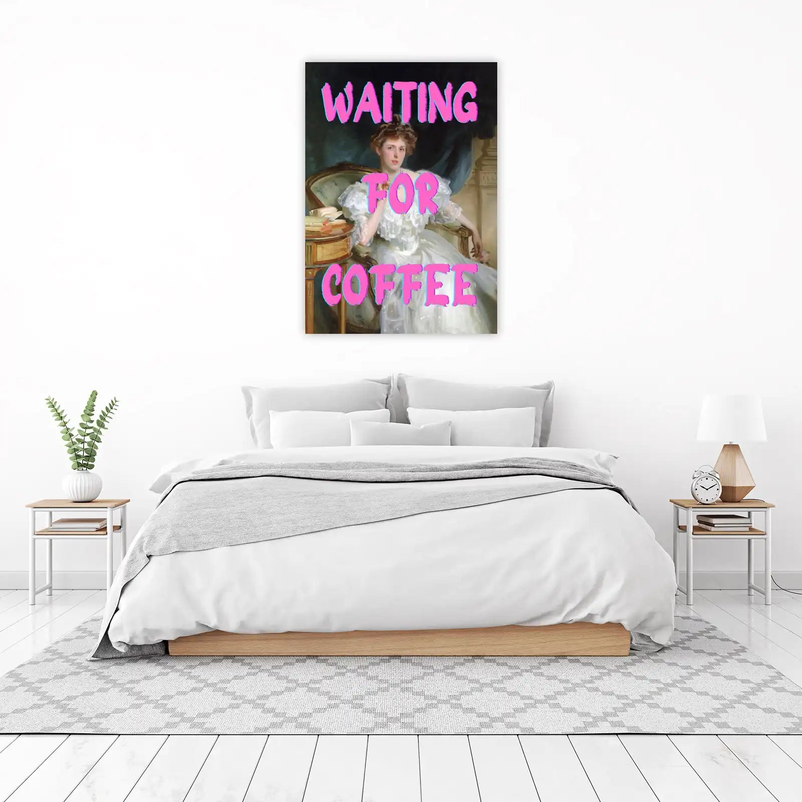 Waiting For Coffee Vintage Portrait Wall Art