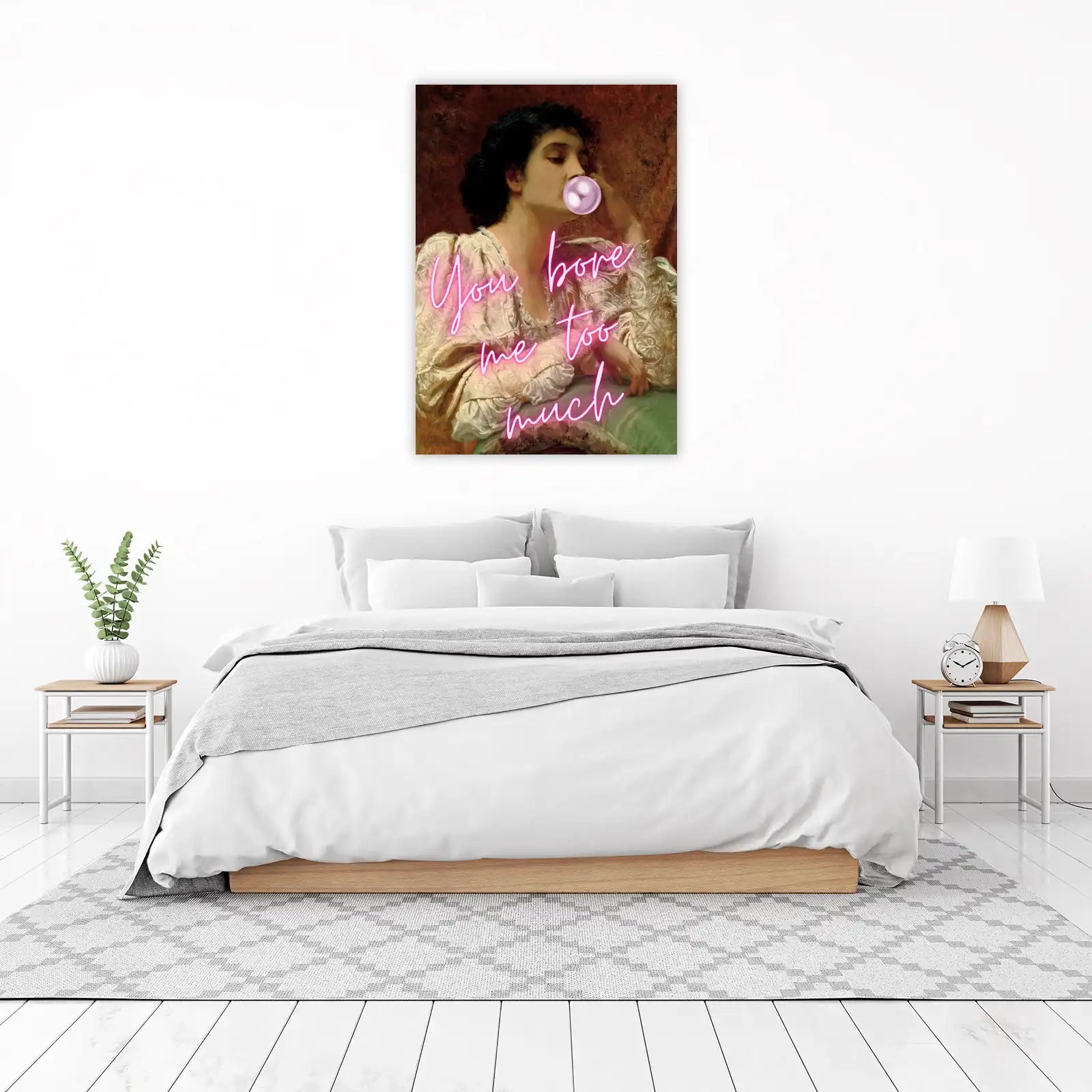 Vintage Lady Bubblegum Neon Wall Art