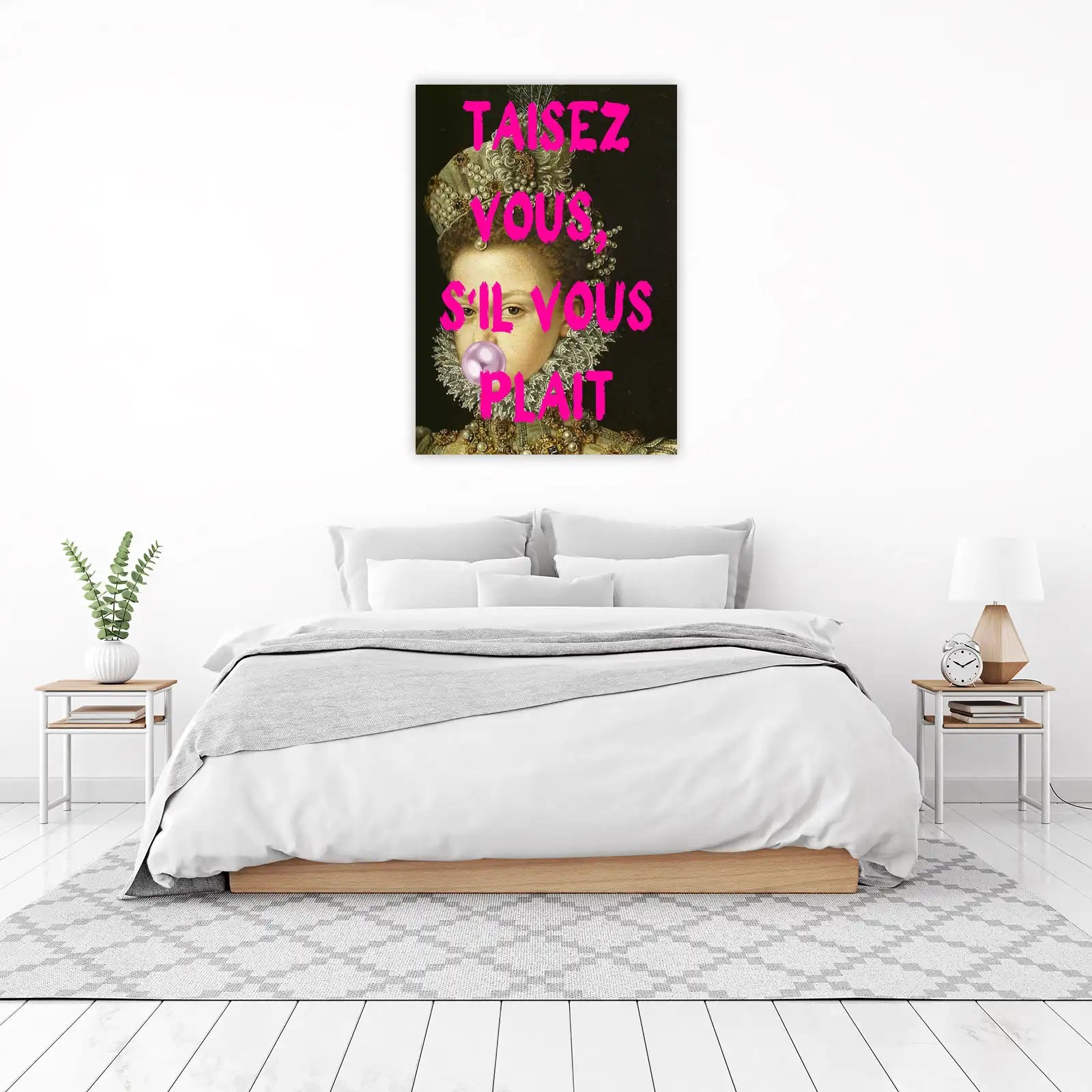 Bold 'Be Quiet' Renaissance Portrait Wall Art