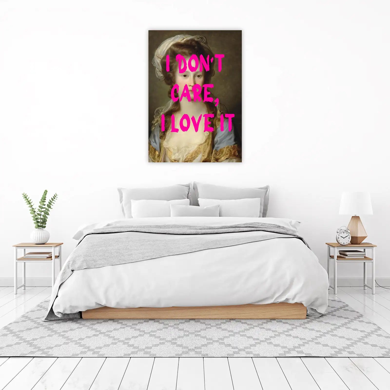 Bold 'I Don't Care, I Love It' Portrait Wall Art