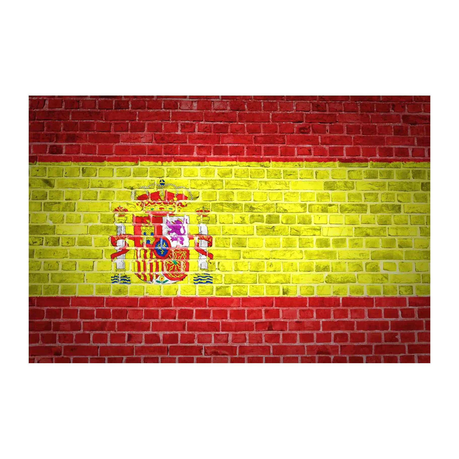 Spanish Flag Brick Wall Wall Art