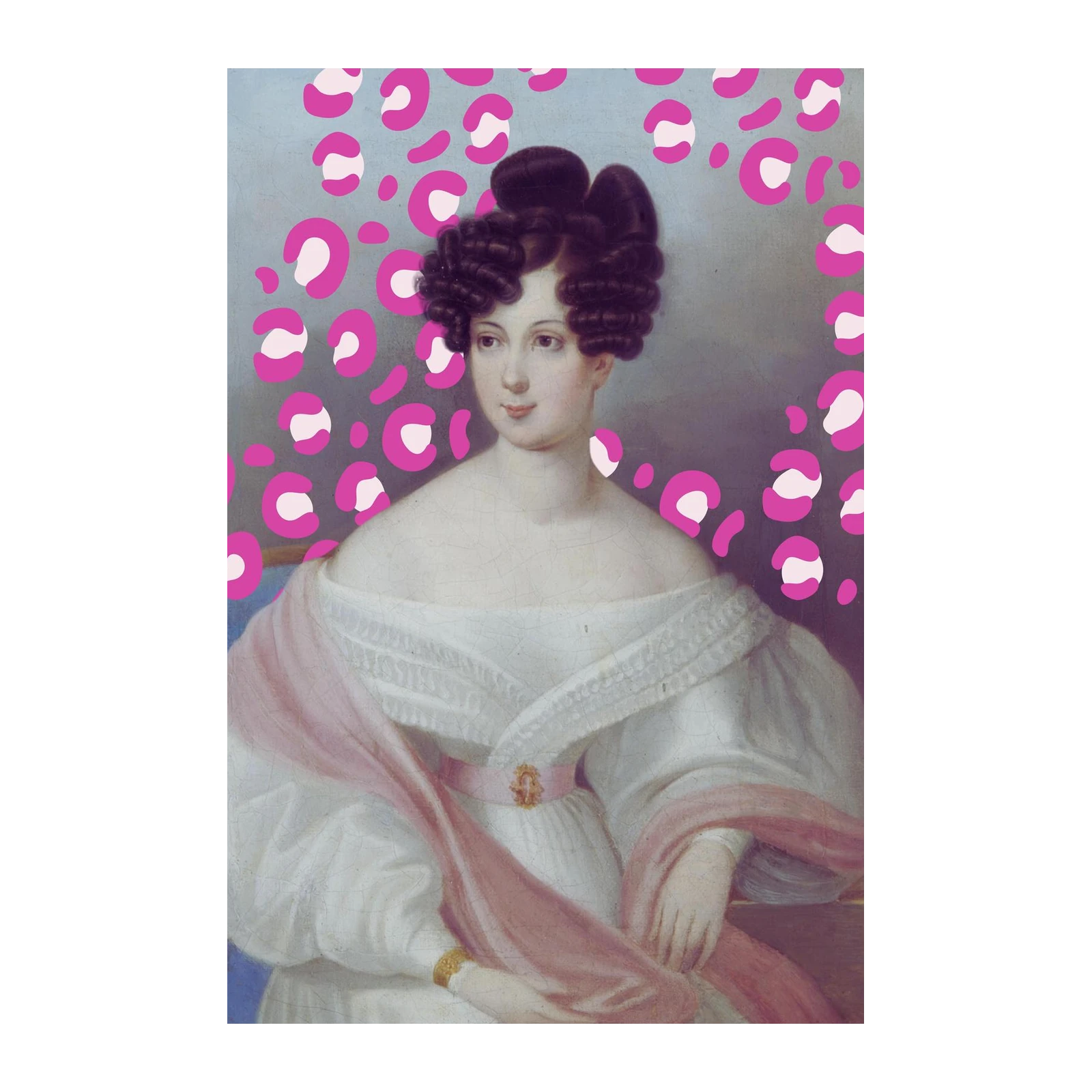 Retro Diva Portrait Pink Leopard Wall Art