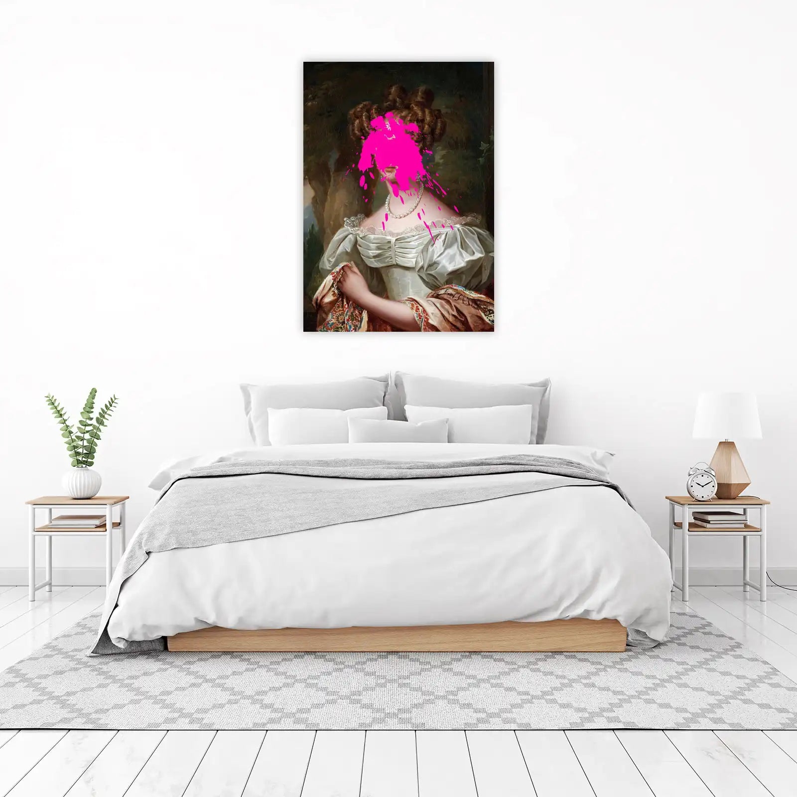 Bold Portrait with Pink Splatter Wall Art