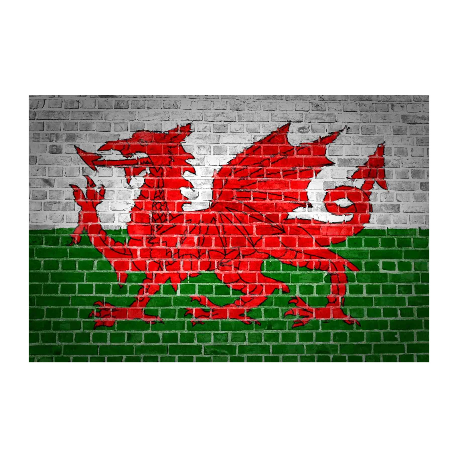 Bold Welsh Dragon Brick Wall Wall Art