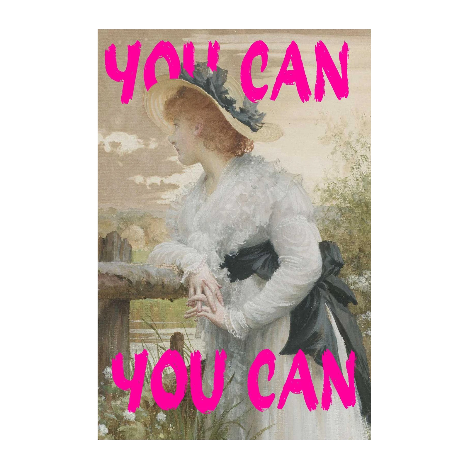 Bold "You Can" Vintage Portrait Wall Art
