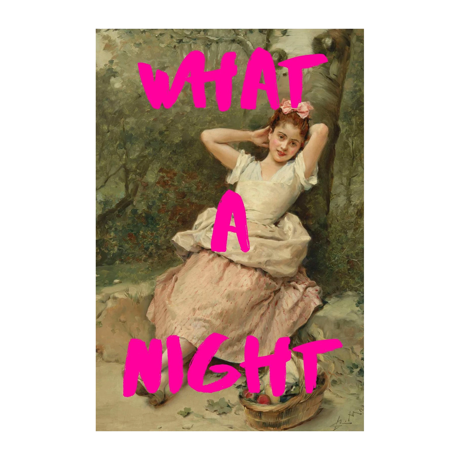 What A Night Pink Text Vintage Portrait Wall Art