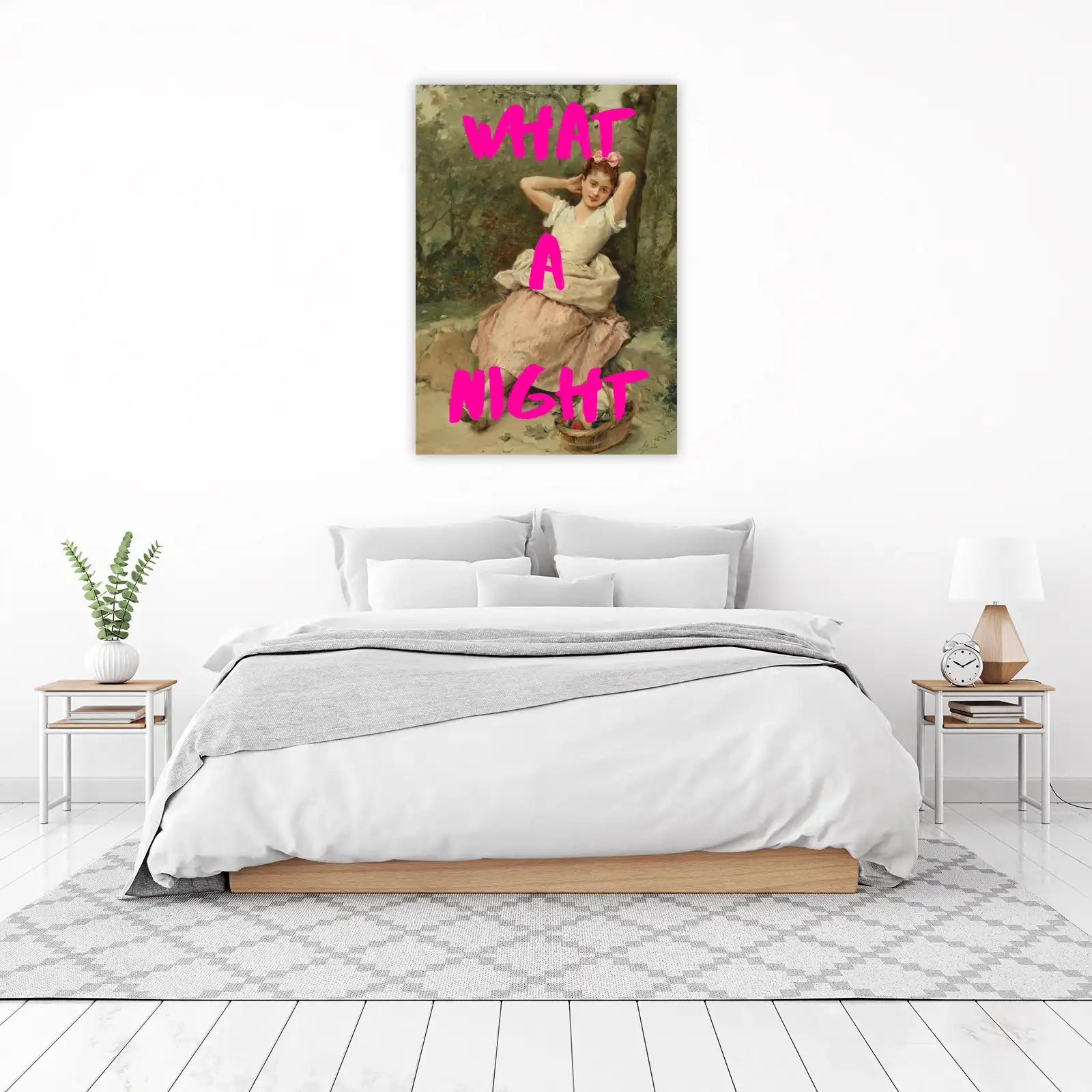 What A Night Pink Text Vintage Portrait Wall Art