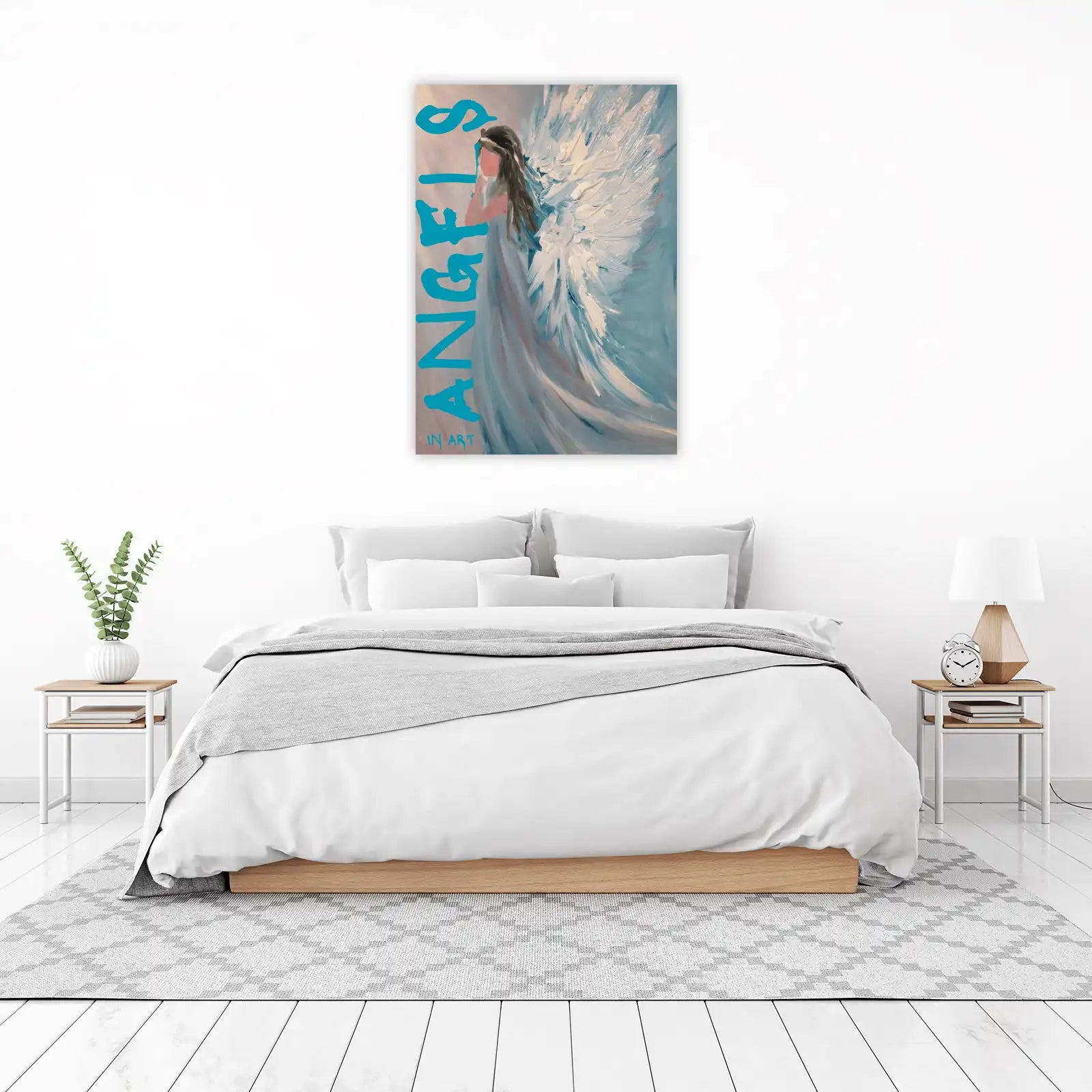 Serene Angel Blue & White Textured Wall Art