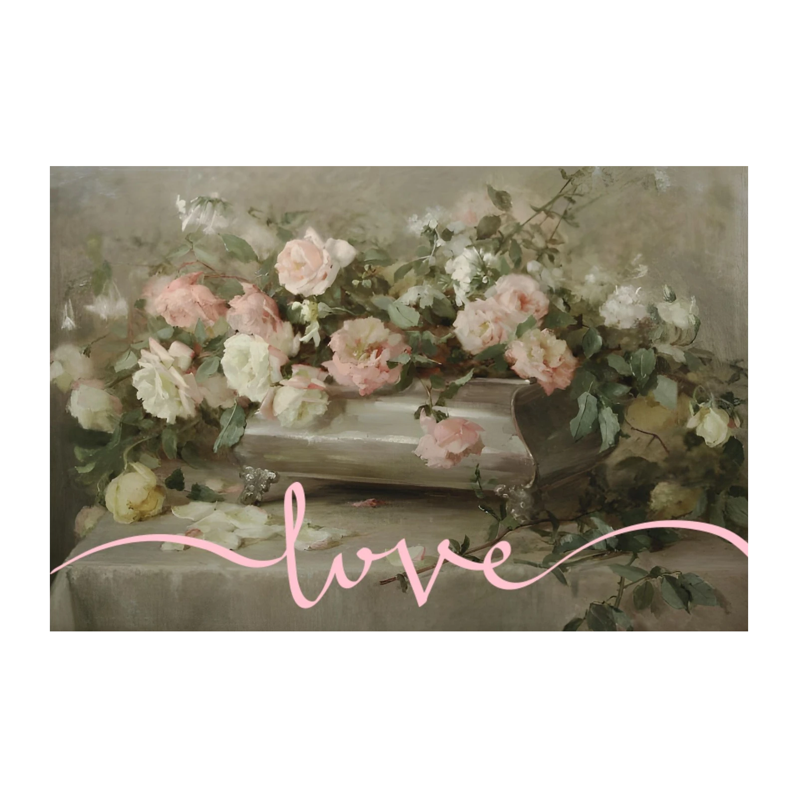 Romantic Rose Still Life "Love" Wall Art