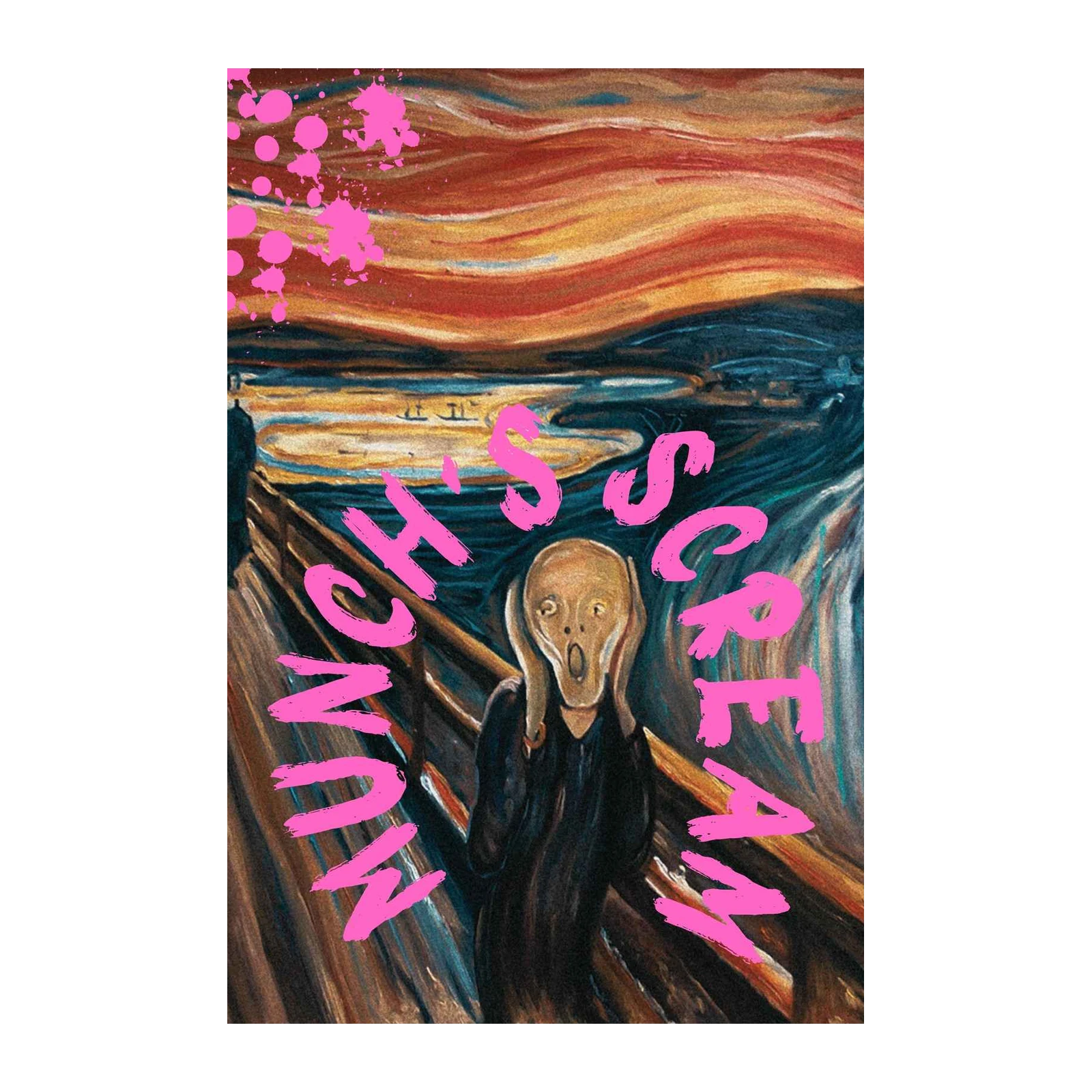 Munch's Scream Pink Splatter Wall Art