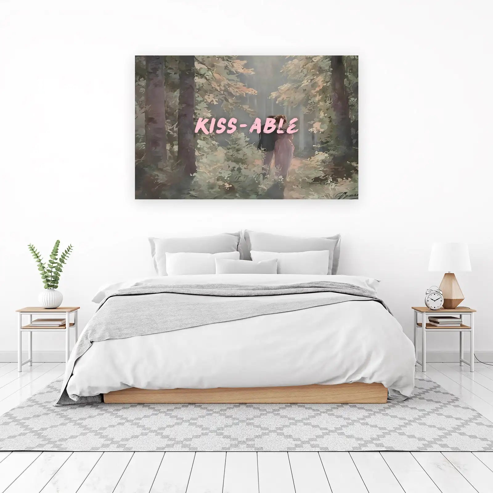 Romantic Couple Forest Kiss Wall Art