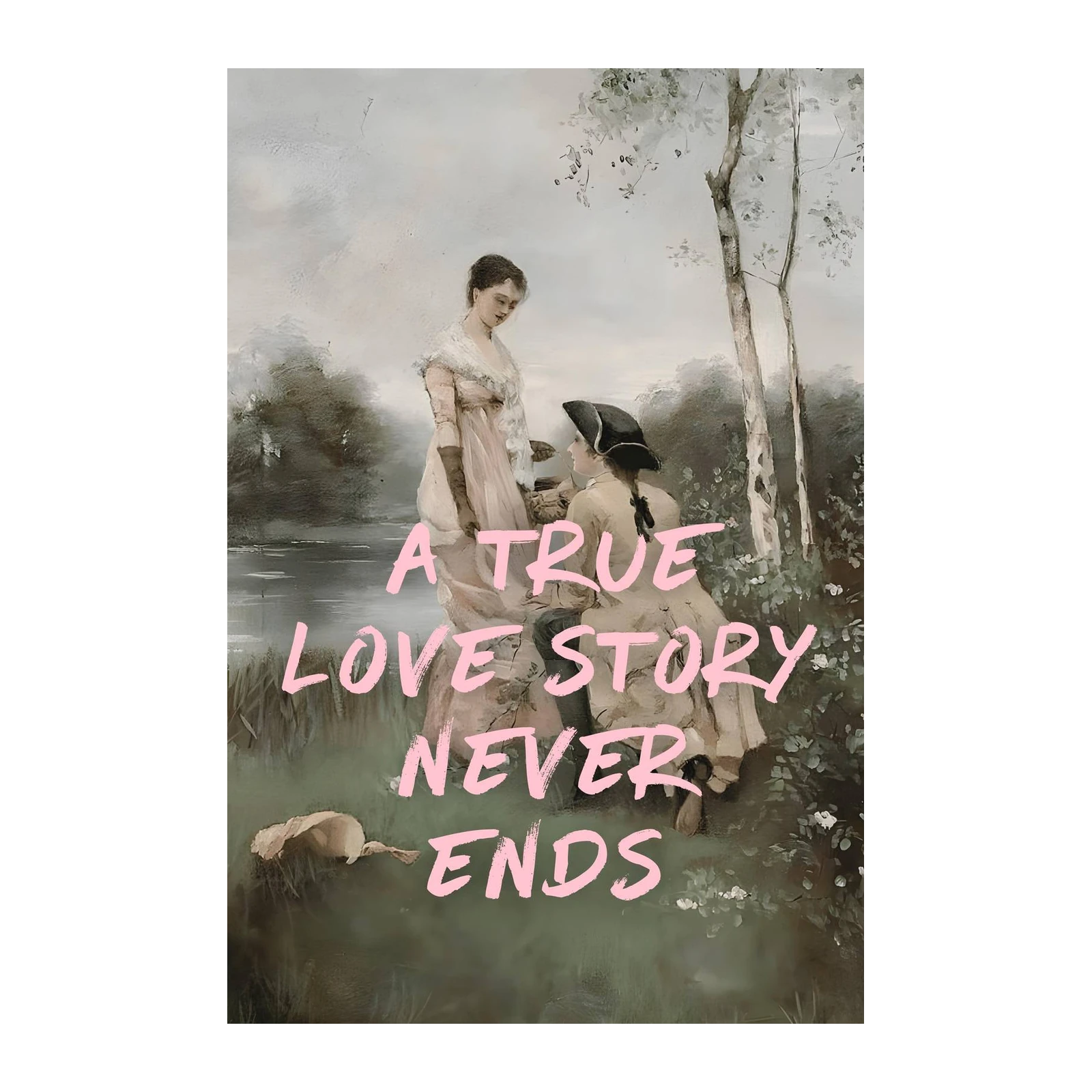 Romantic Embrace Vintage Couple Wall Art