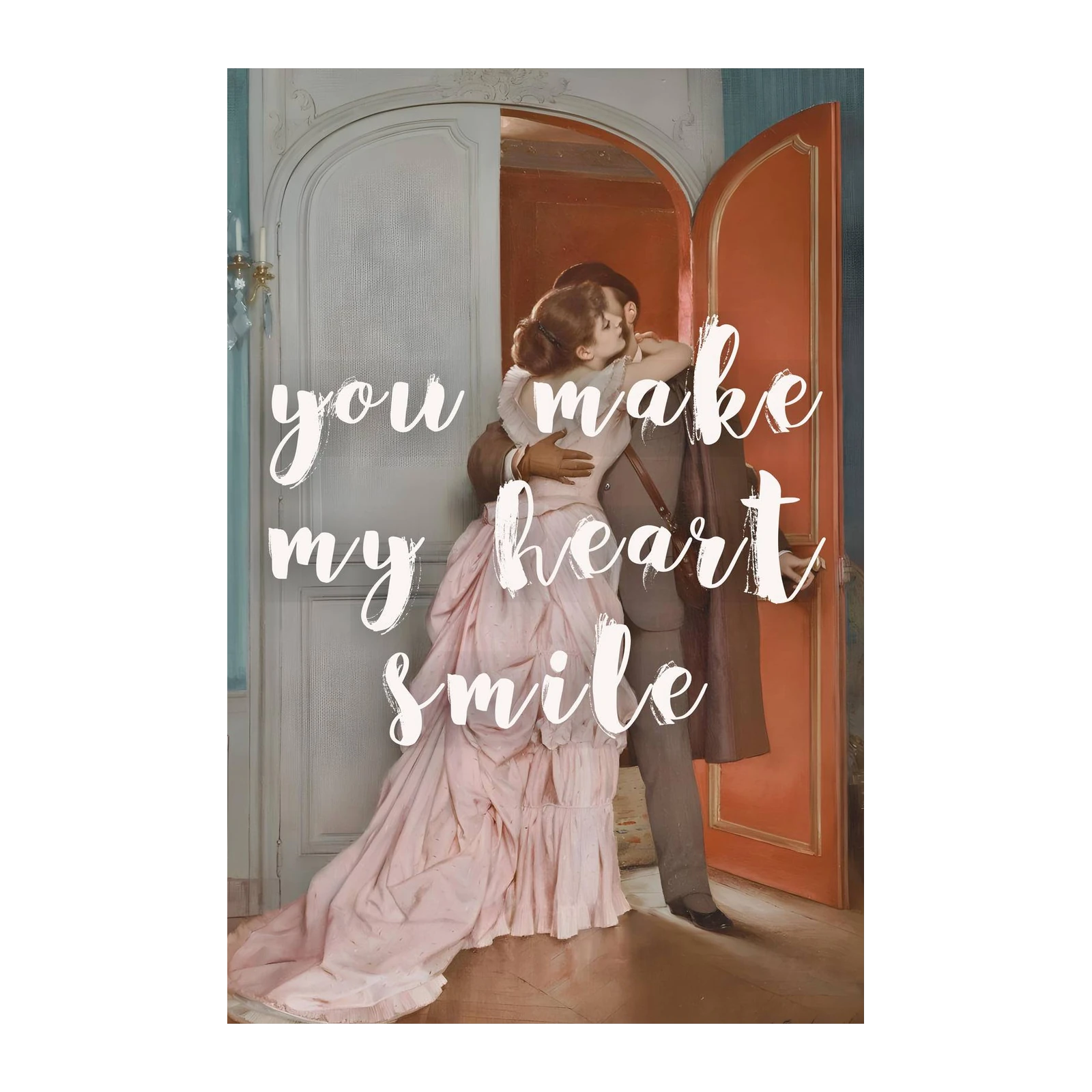 Romantic Embrace "You Make My Heart Smile" Wall Art