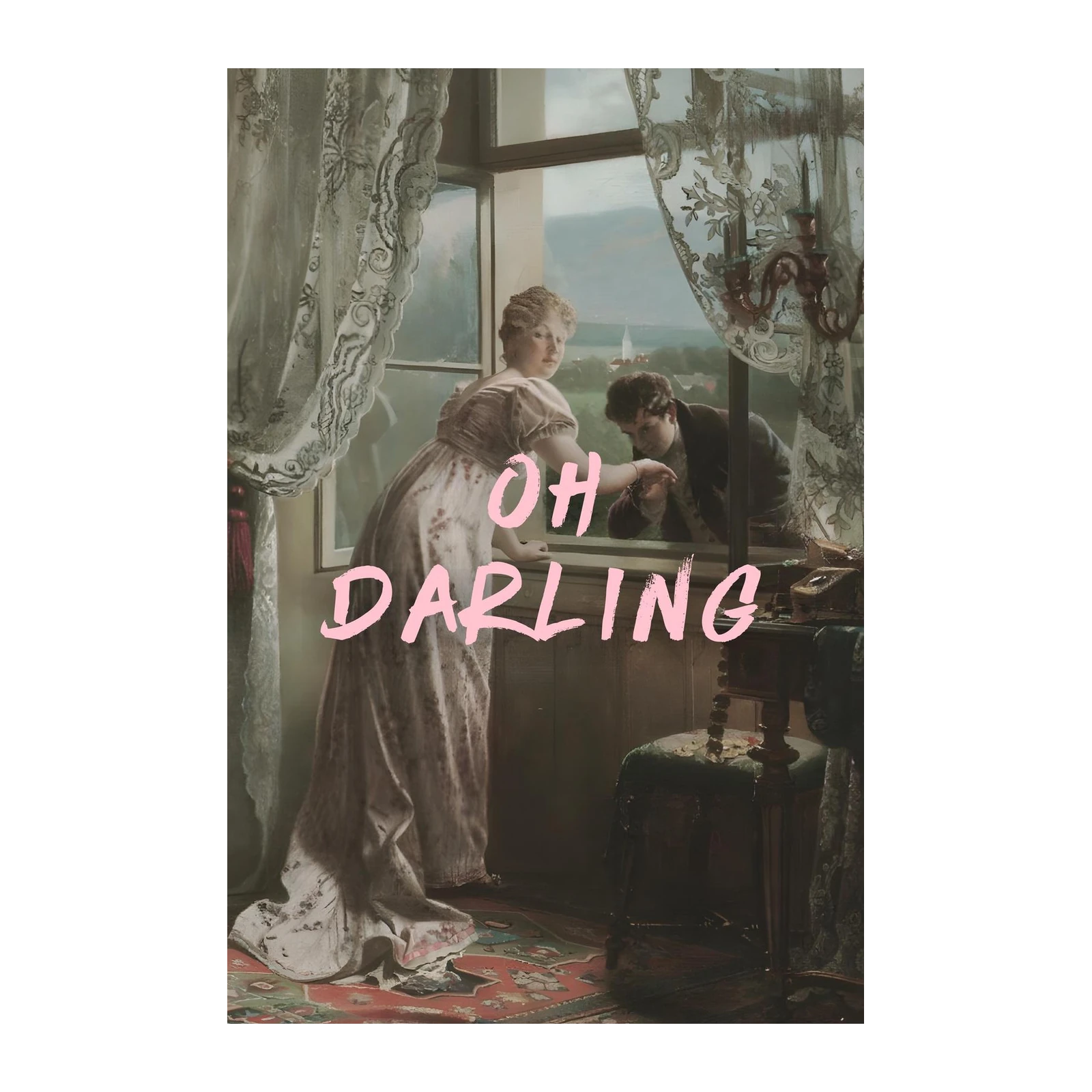 Romantic Victorian Couple "Oh Darling" Wall Art