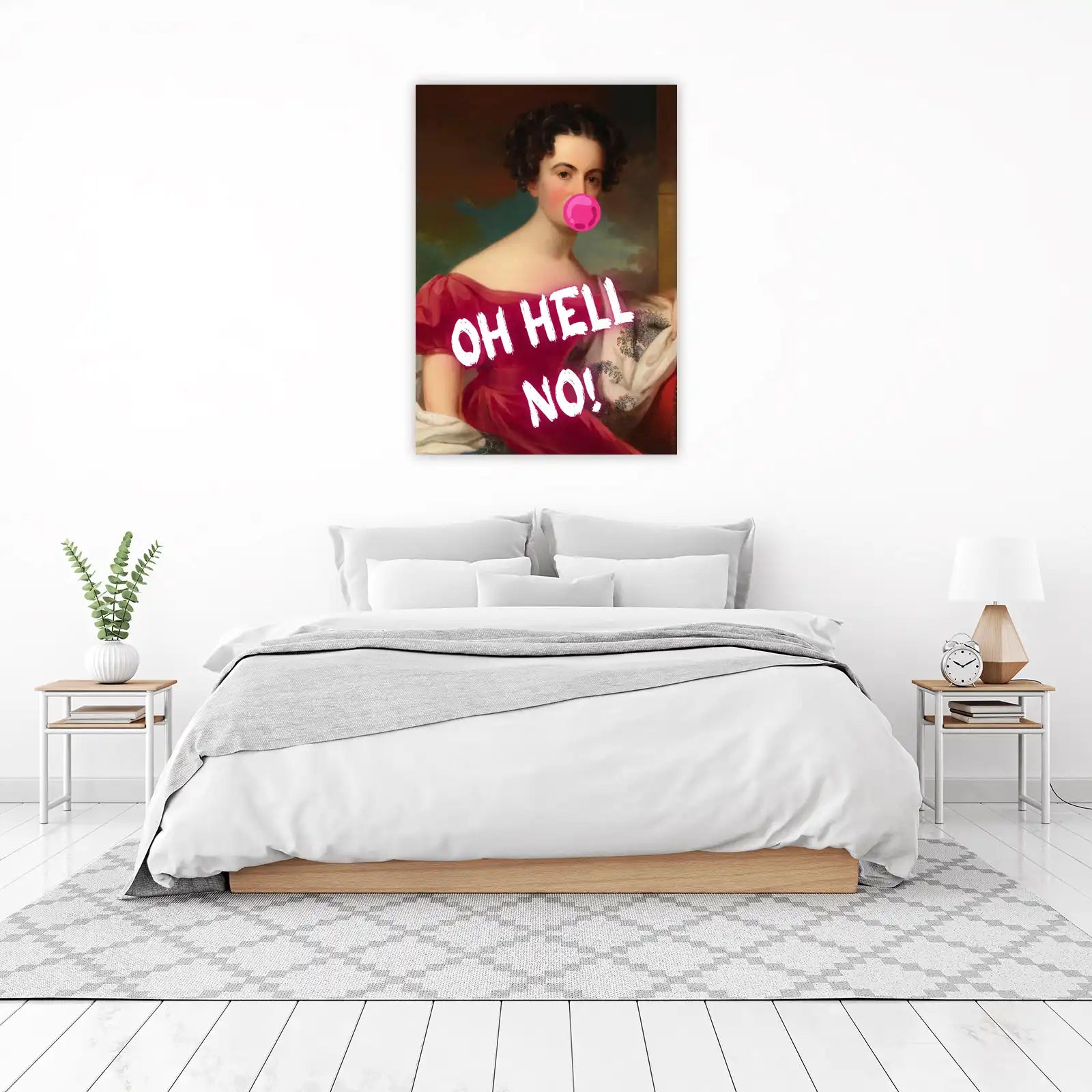 Vintage Portrait Bubblegum Oh Hell No Wall Art