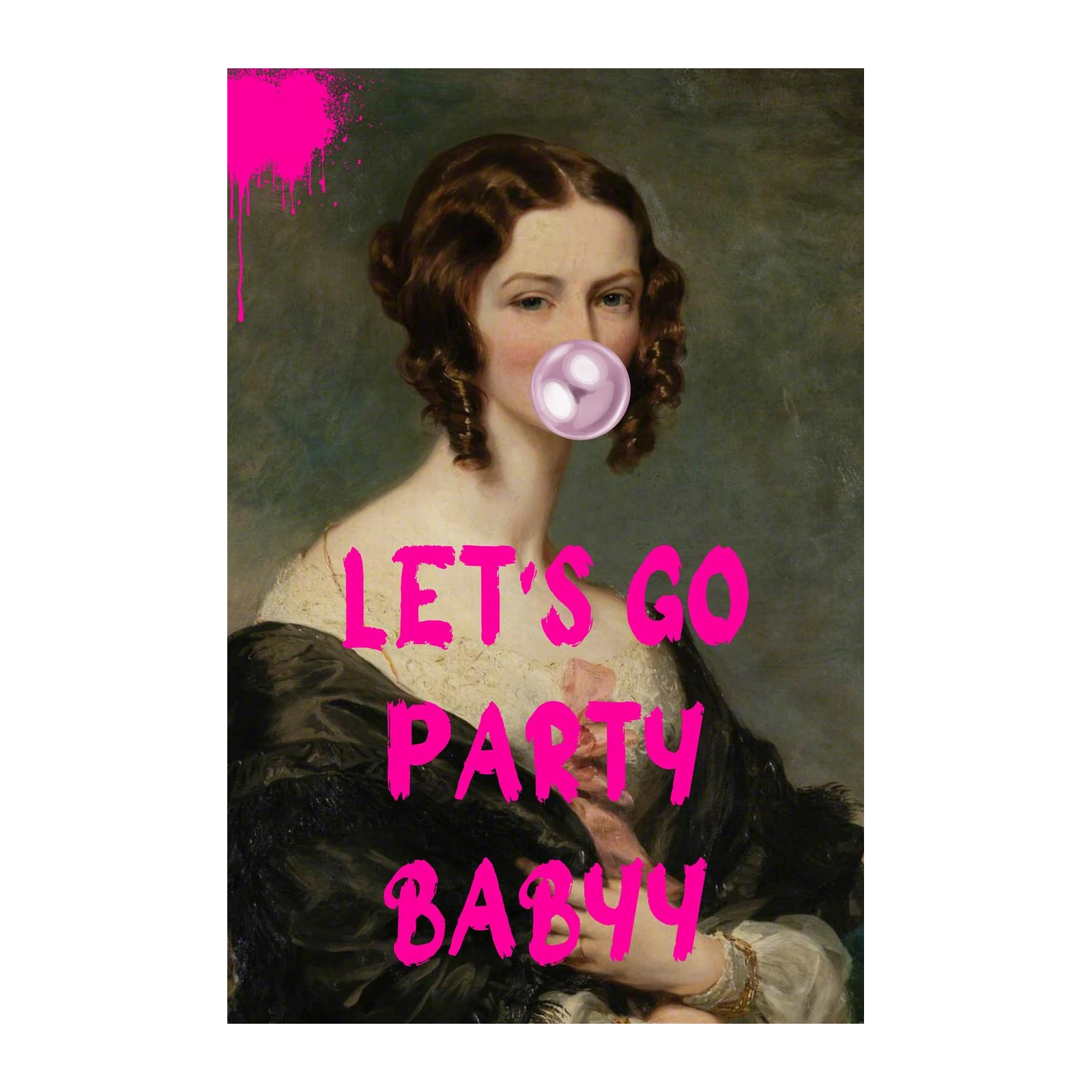 Vintage Portrait 'Let's Go Party' Wall Art