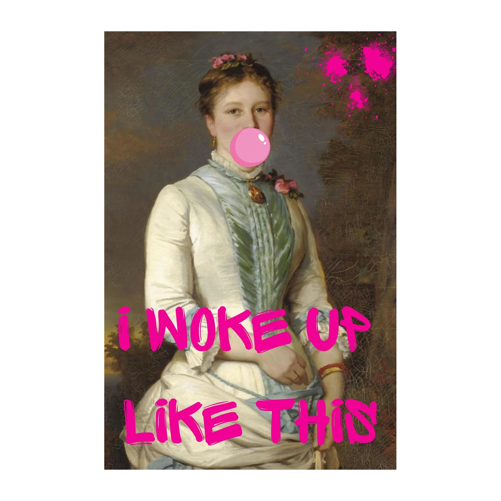 Vintage Woman Bubble Gum "Woke Up Like This" Wall Art
