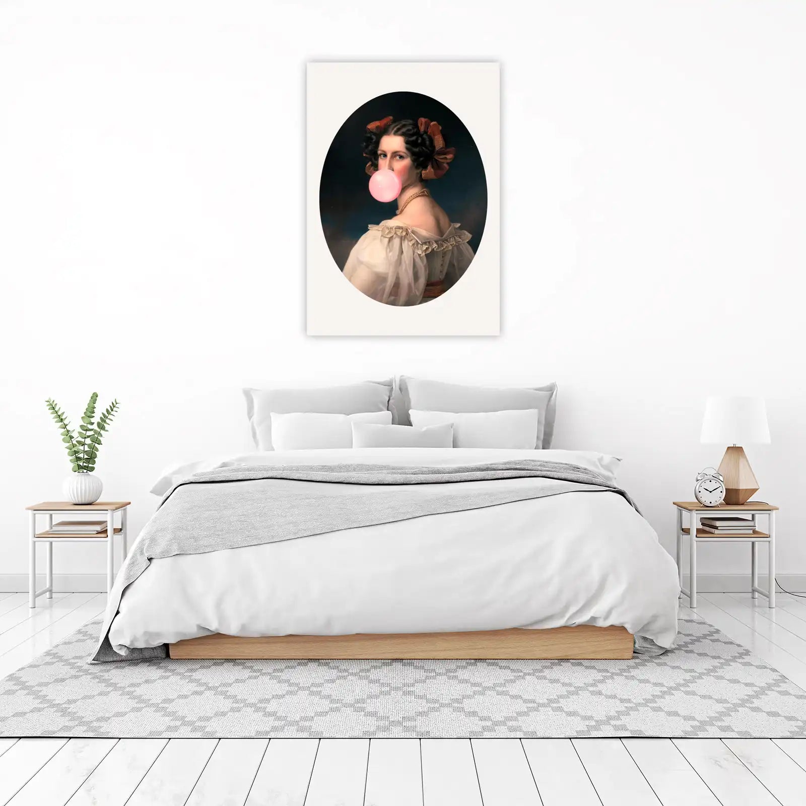 Vintage Lady Bubble Gum Portrait Wall Art