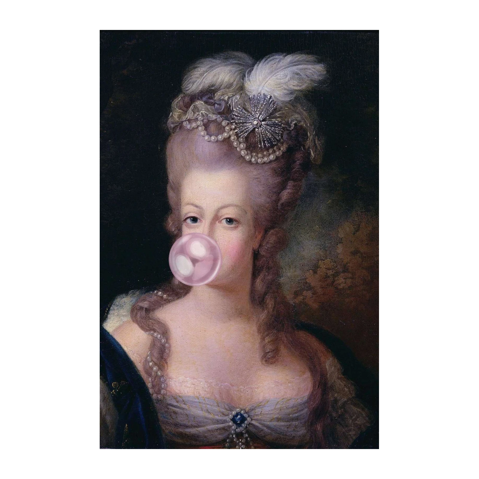 Whimsical Portrait Bubble Gum Queen Wall Art