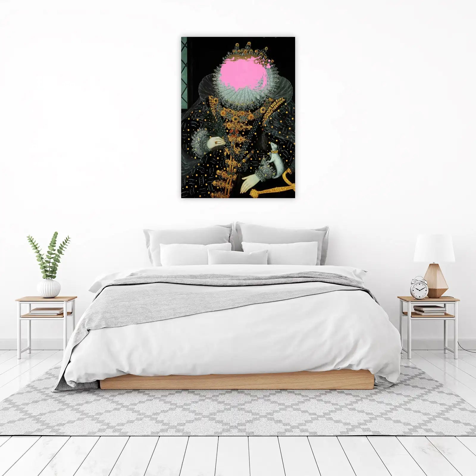 Regal Portrait with Pink Splash Wall Art