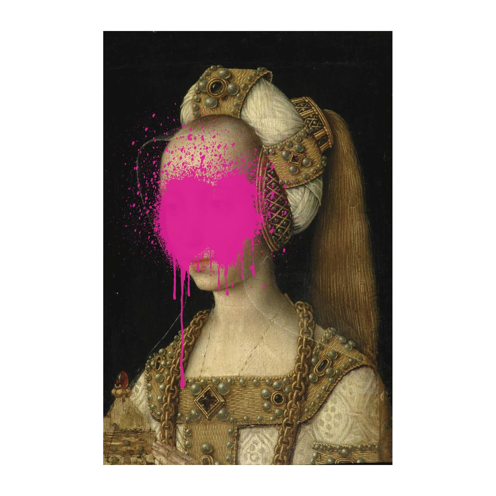 Royal Portrait Pink Splatter Wall Art