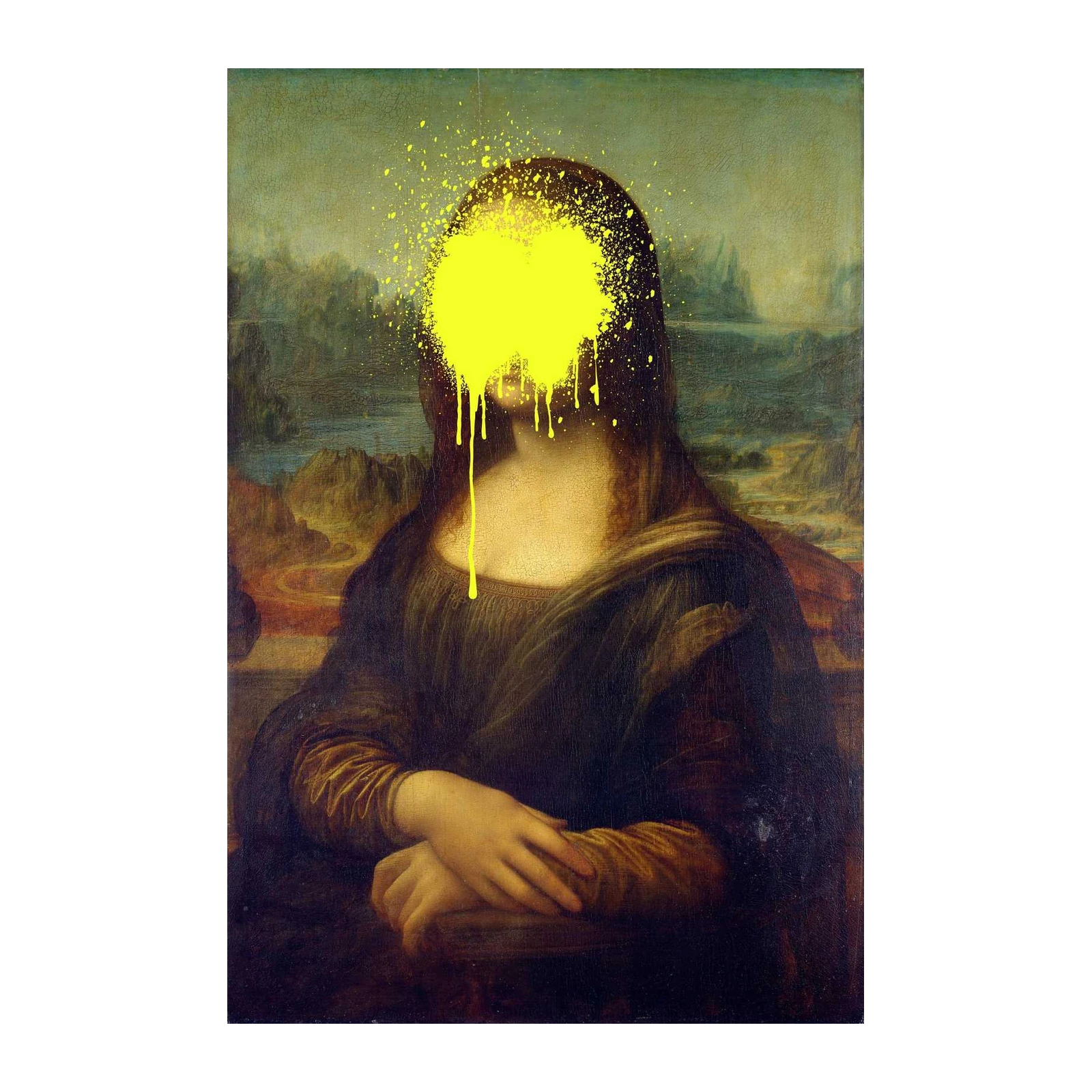 Graffiti Mona Lisa Yellow Splash Wall Art