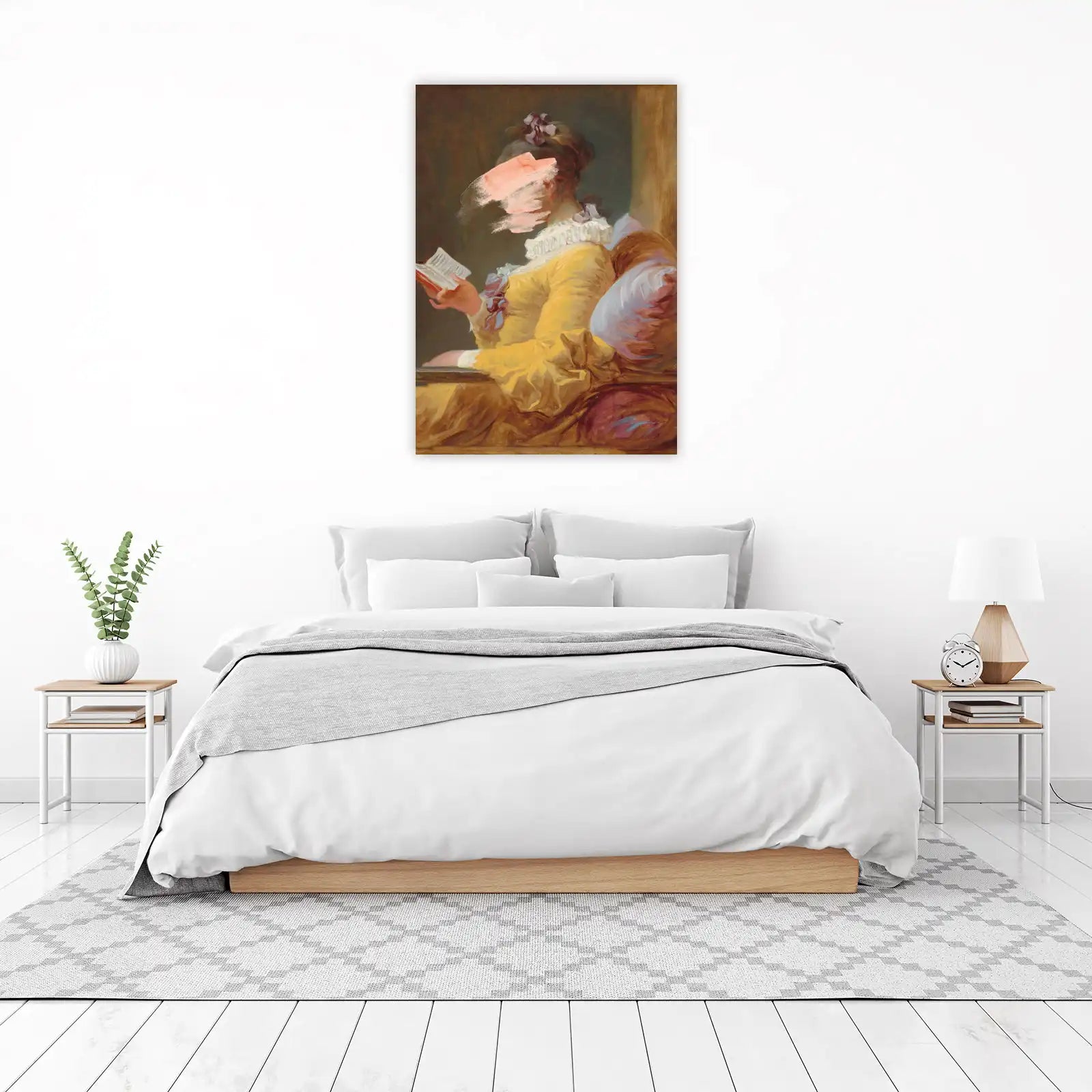 Elegant Lady Reading Yellow Dress Wall Art