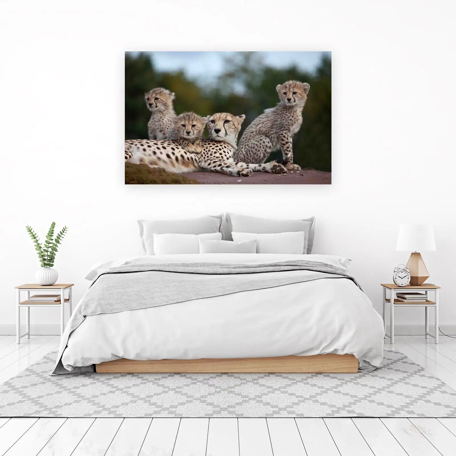 Majestic Cheetah Family Wall Art - Wild Animal Art