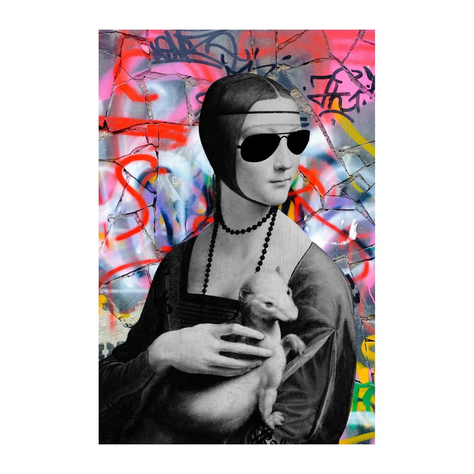Graffiti Mona Lisa with Sunglasses Wall Art