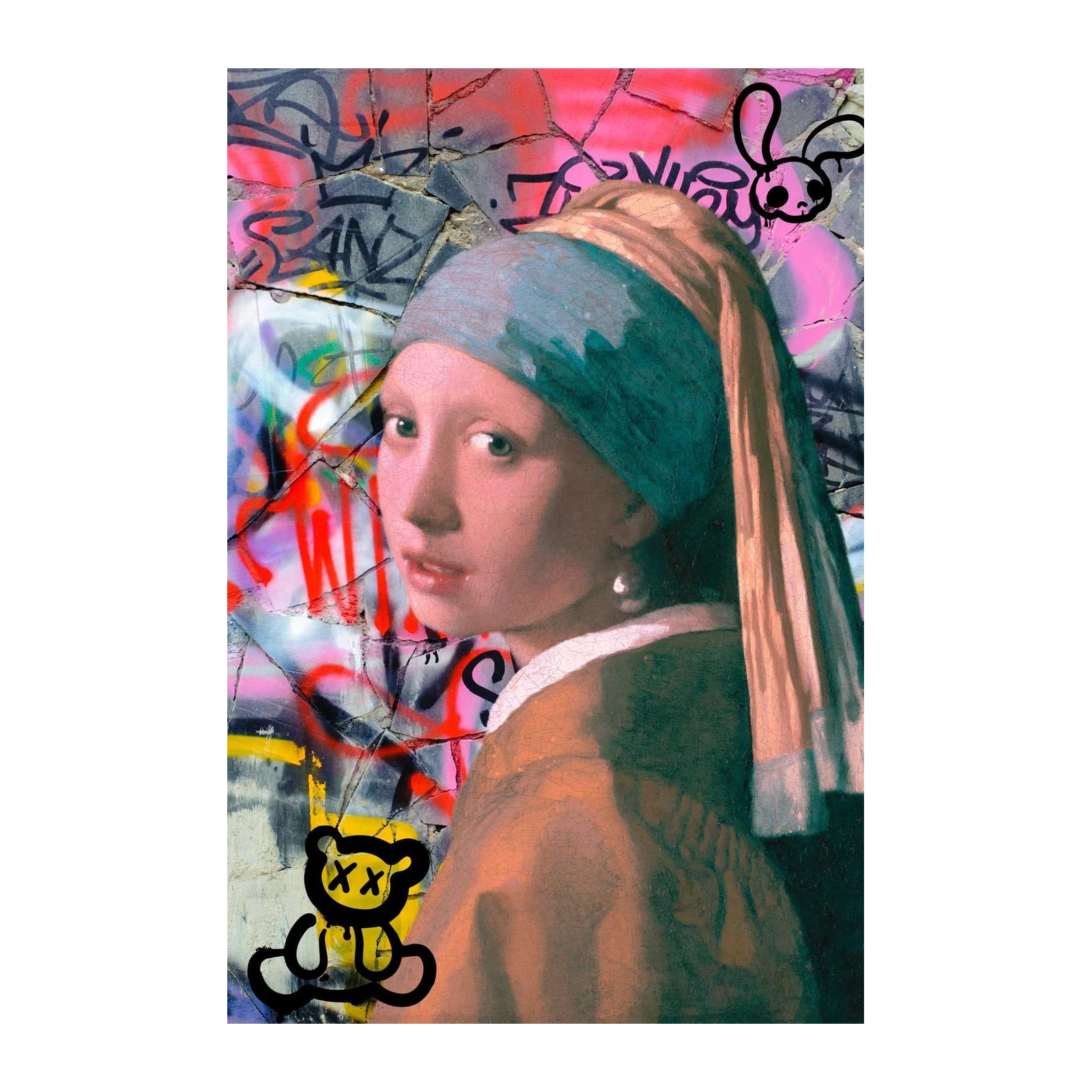 Girl with Graffiti Pearl Wall Art