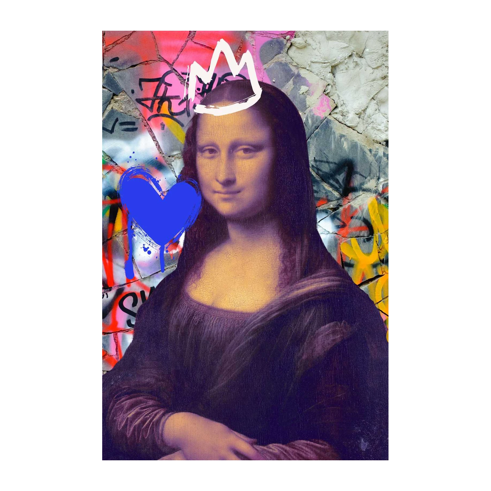 Graffiti Mona Lisa Crowned Street Art Wall Art